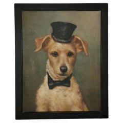 Top Hat Terrier Oil Painting