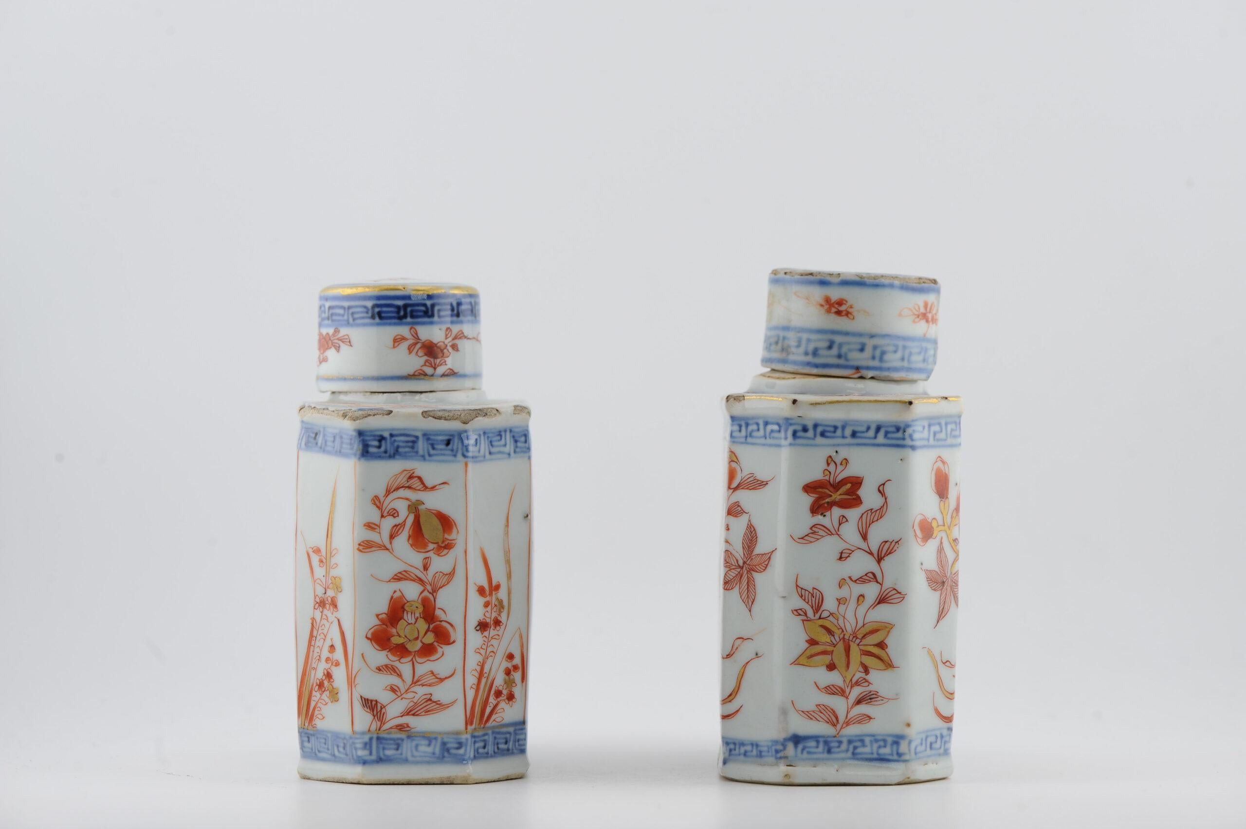Top Level Antique Kangxi Period Imari Tea Caddy Chinese China Porcelain in vendita 3