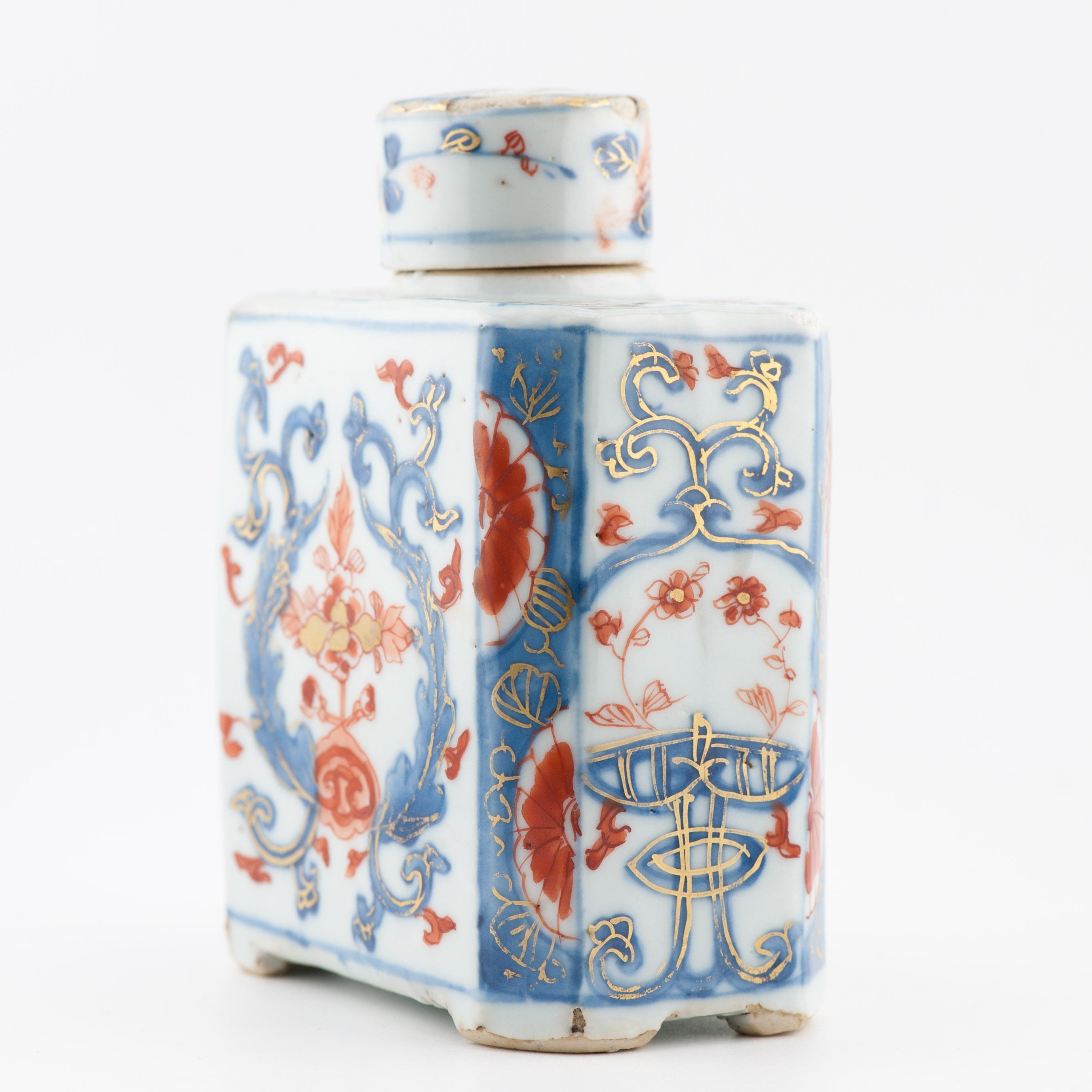 Top Level Antique Kangxi Period Imari Tea Caddy Chinese China Porcelain For Sale 5