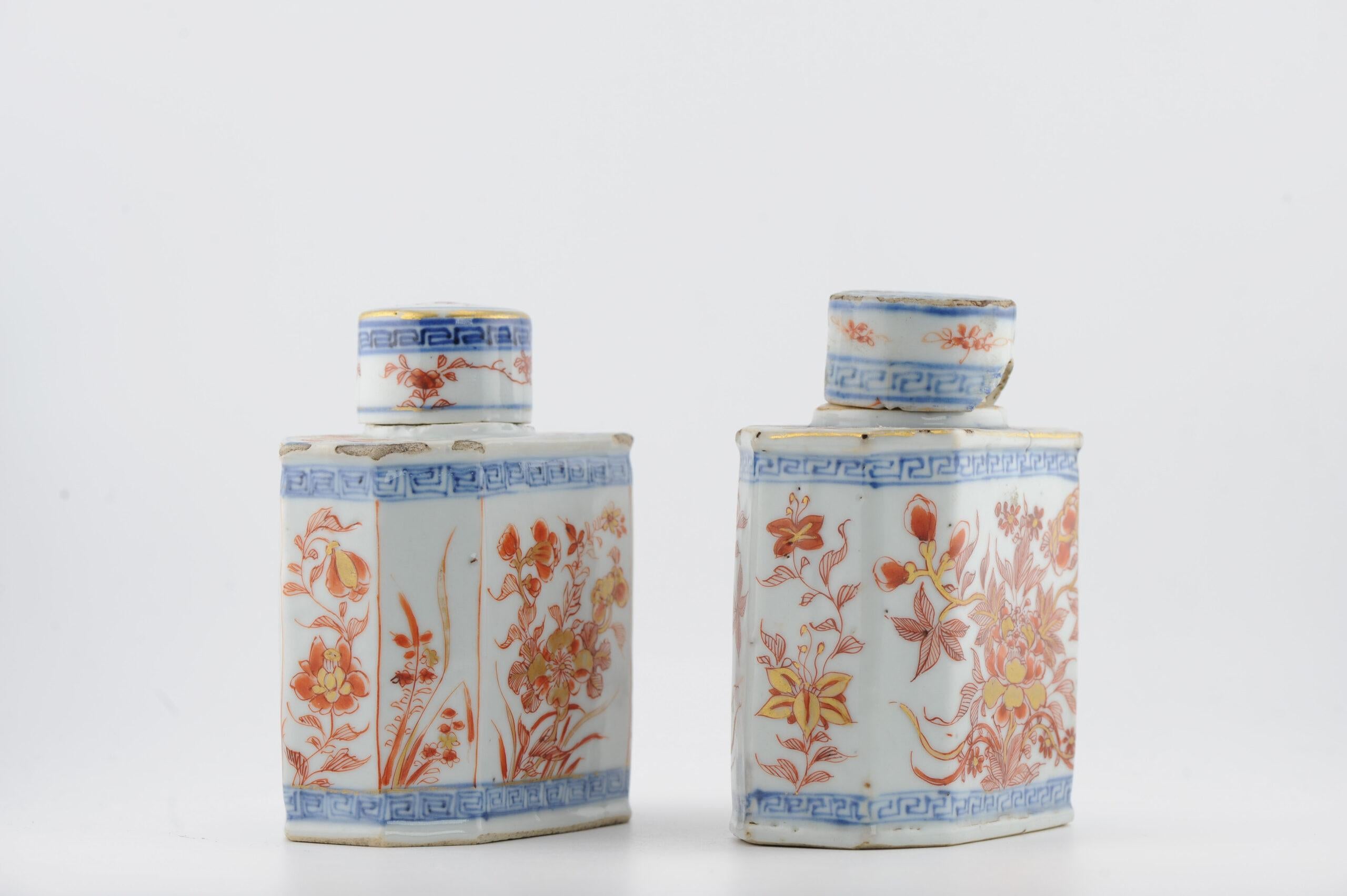 Top Level Antique Kangxi Period Imari Tea Caddy Chinese China Porcelain in vendita 4