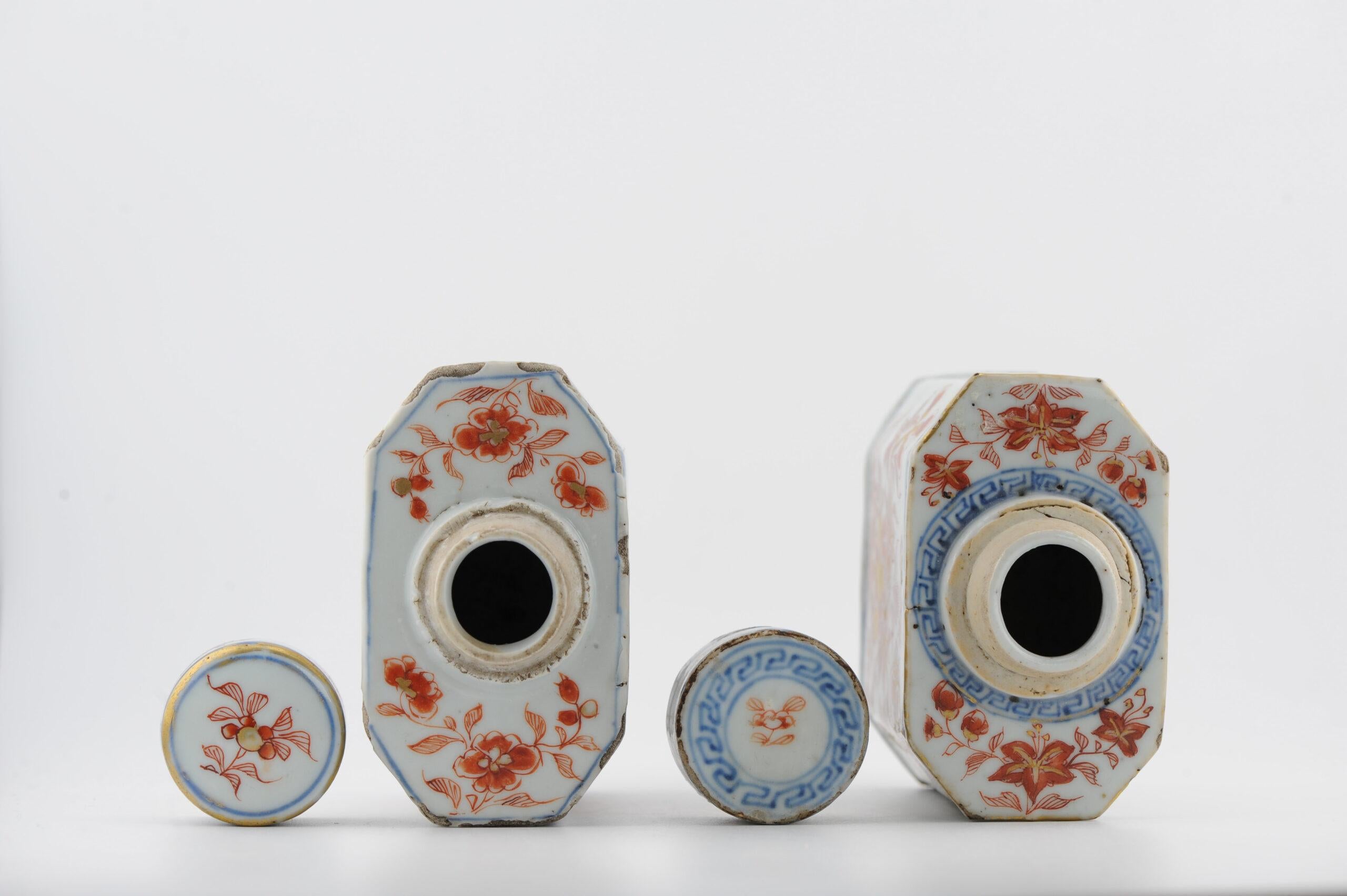 Top Level Antique Kangxi Period Imari Tea Caddy Chinese China Porcelain in vendita 5