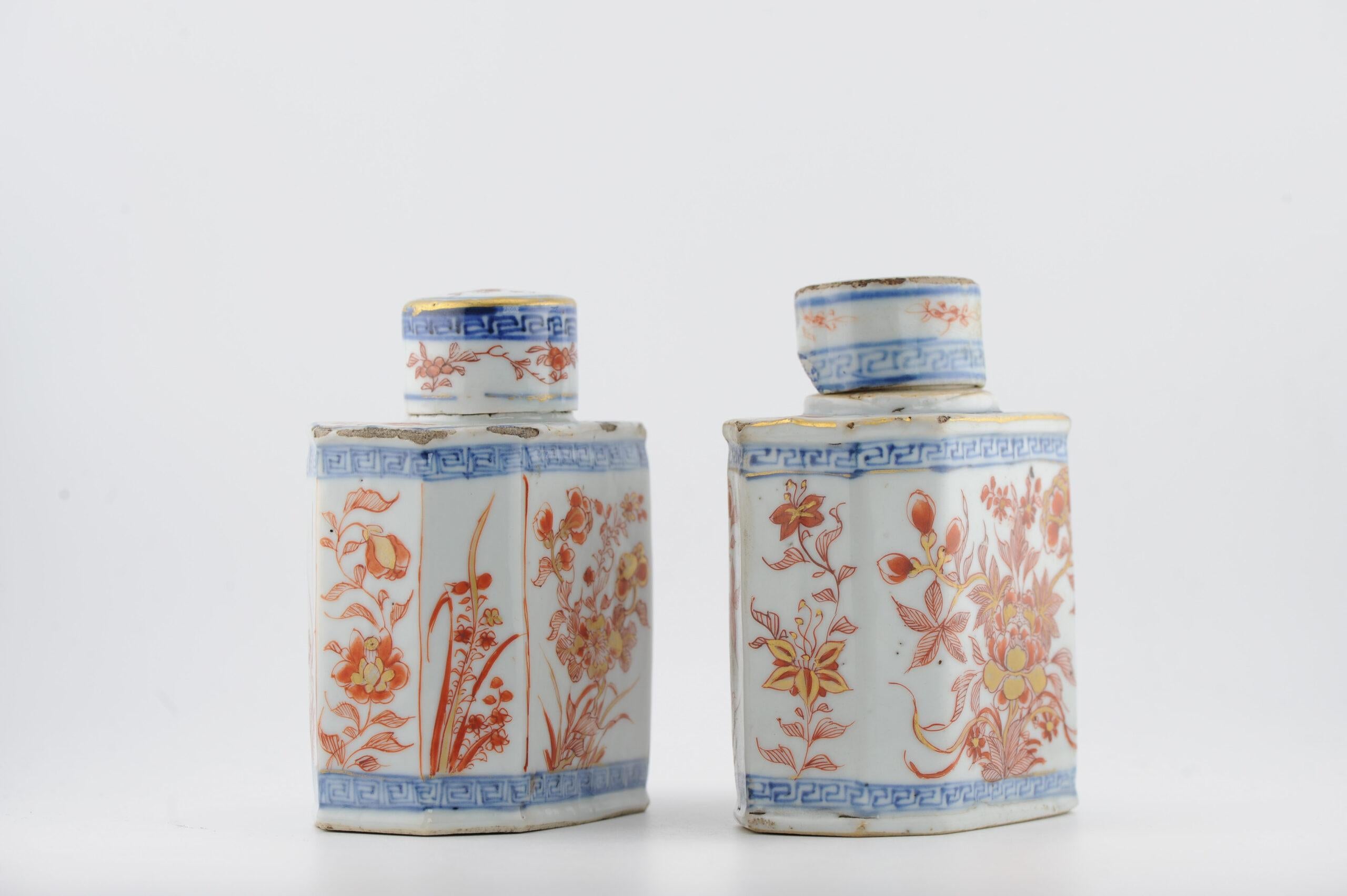 Top Level Antique Kangxi Period Imari Tea Caddy Chinese China Porcelain in vendita 6