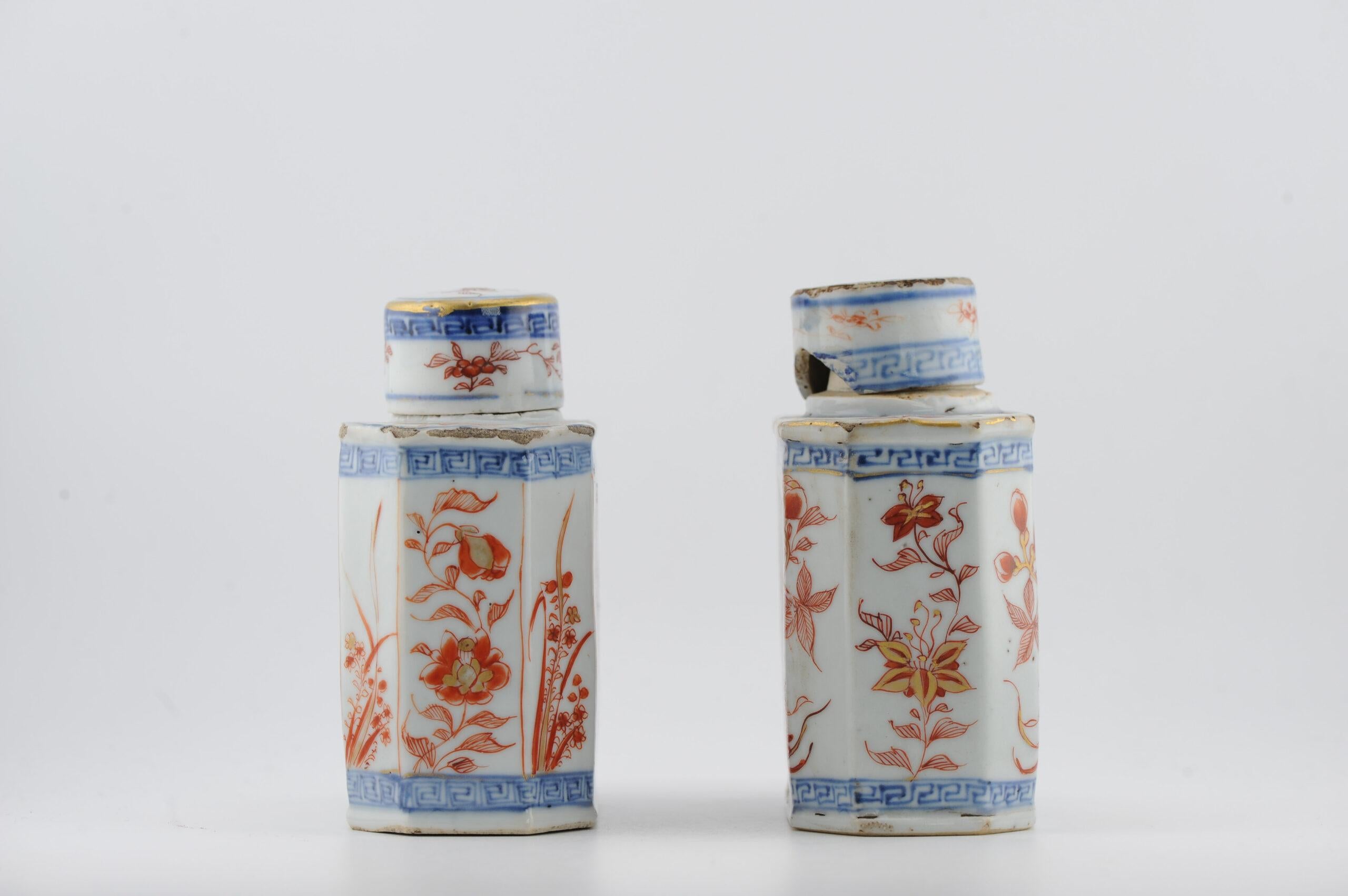 Top Level Antique Kangxi Period Imari Tea Caddy Chinese China Porcelain in vendita 7