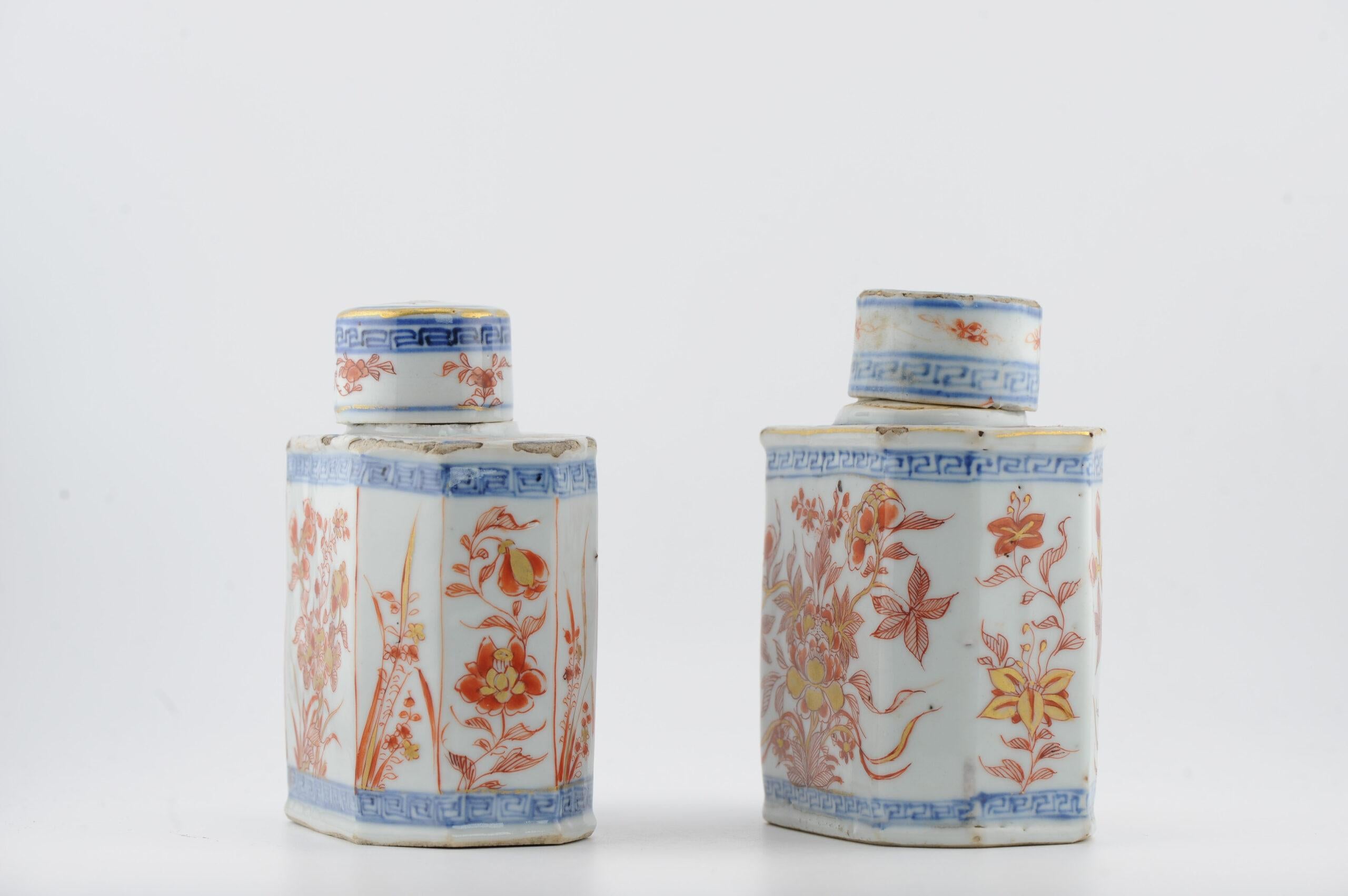 Top Level Antique Kangxi Period Imari Tea Caddy Chinese China Porcelain in vendita 8
