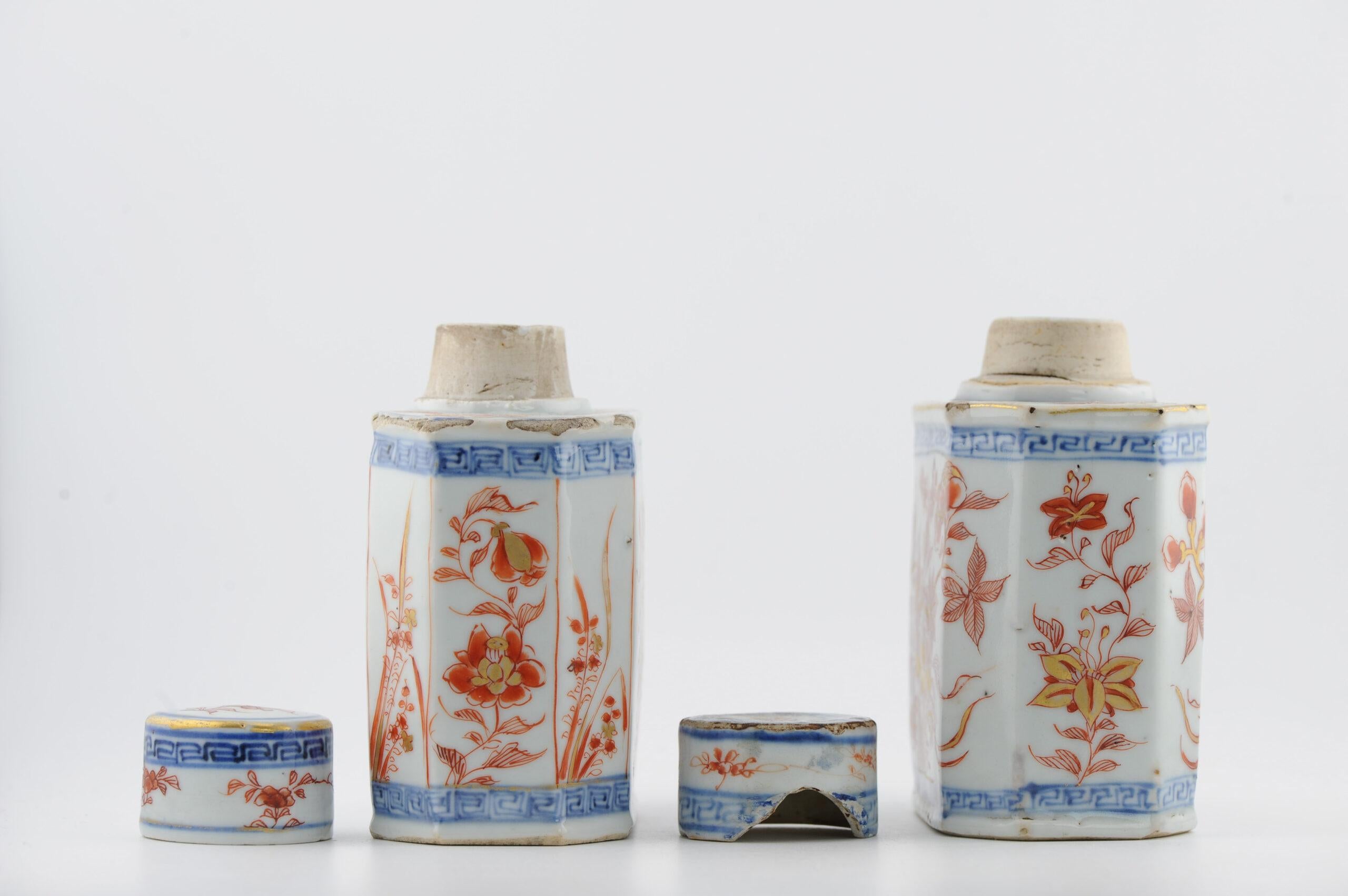 Top Level Antique Kangxi Period Imari Tea Caddy Chinese China Porcelain in vendita 9