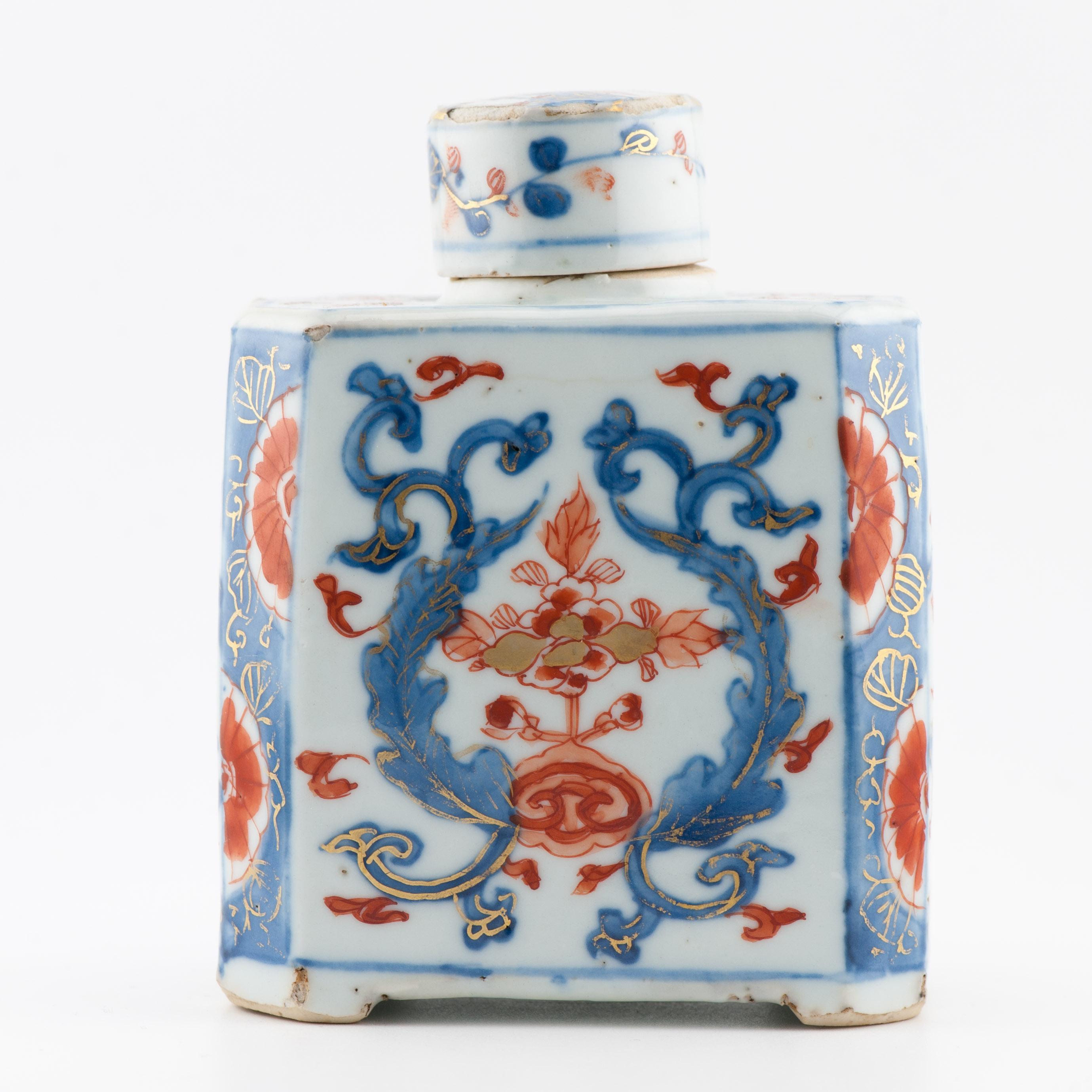 Qing Top Level Antique Kangxi Period Imari Tea Caddy Chinese China Porcelain For Sale