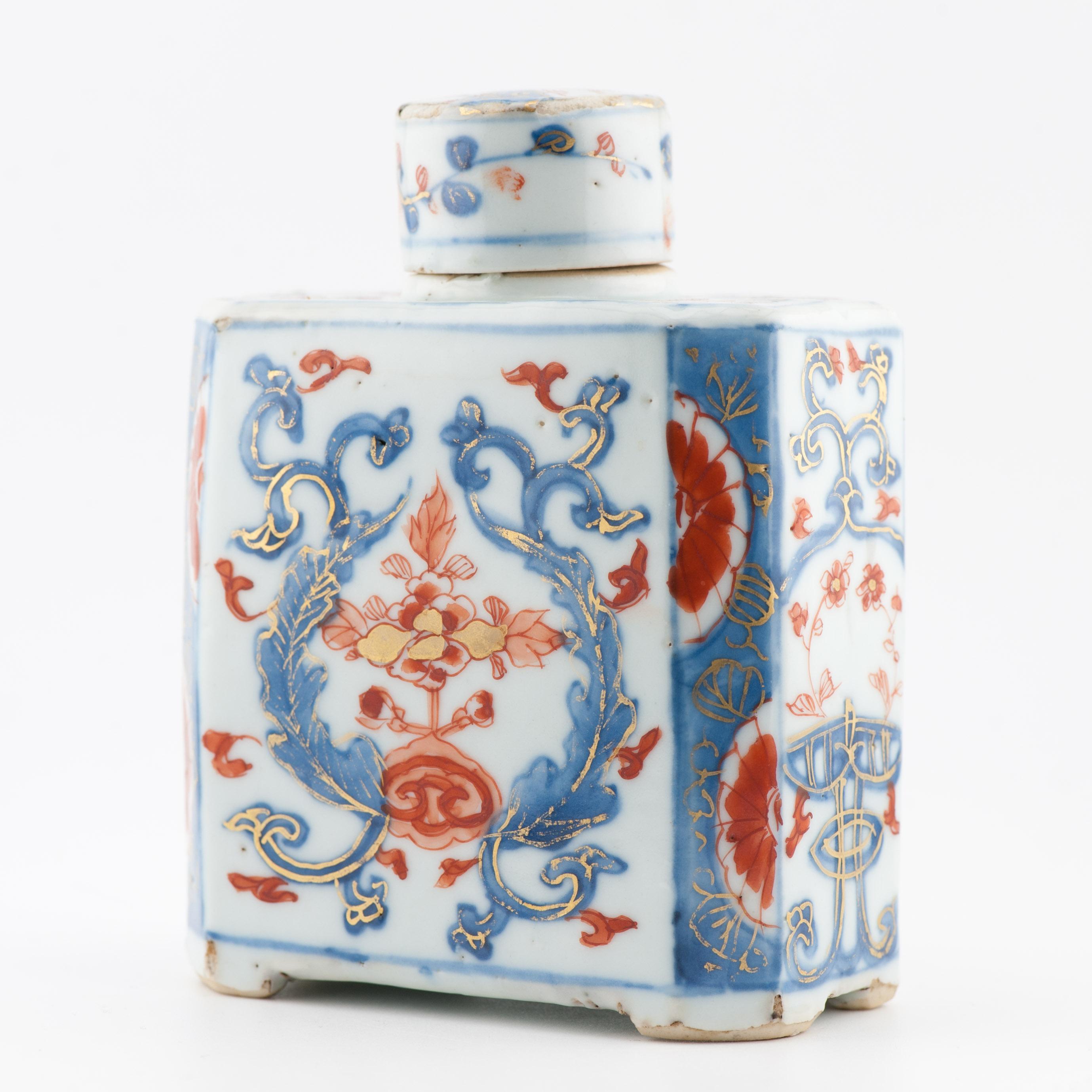 Top Level Antique Kangxi Period Imari Tea Caddy Chinese China Porcelain For Sale 1