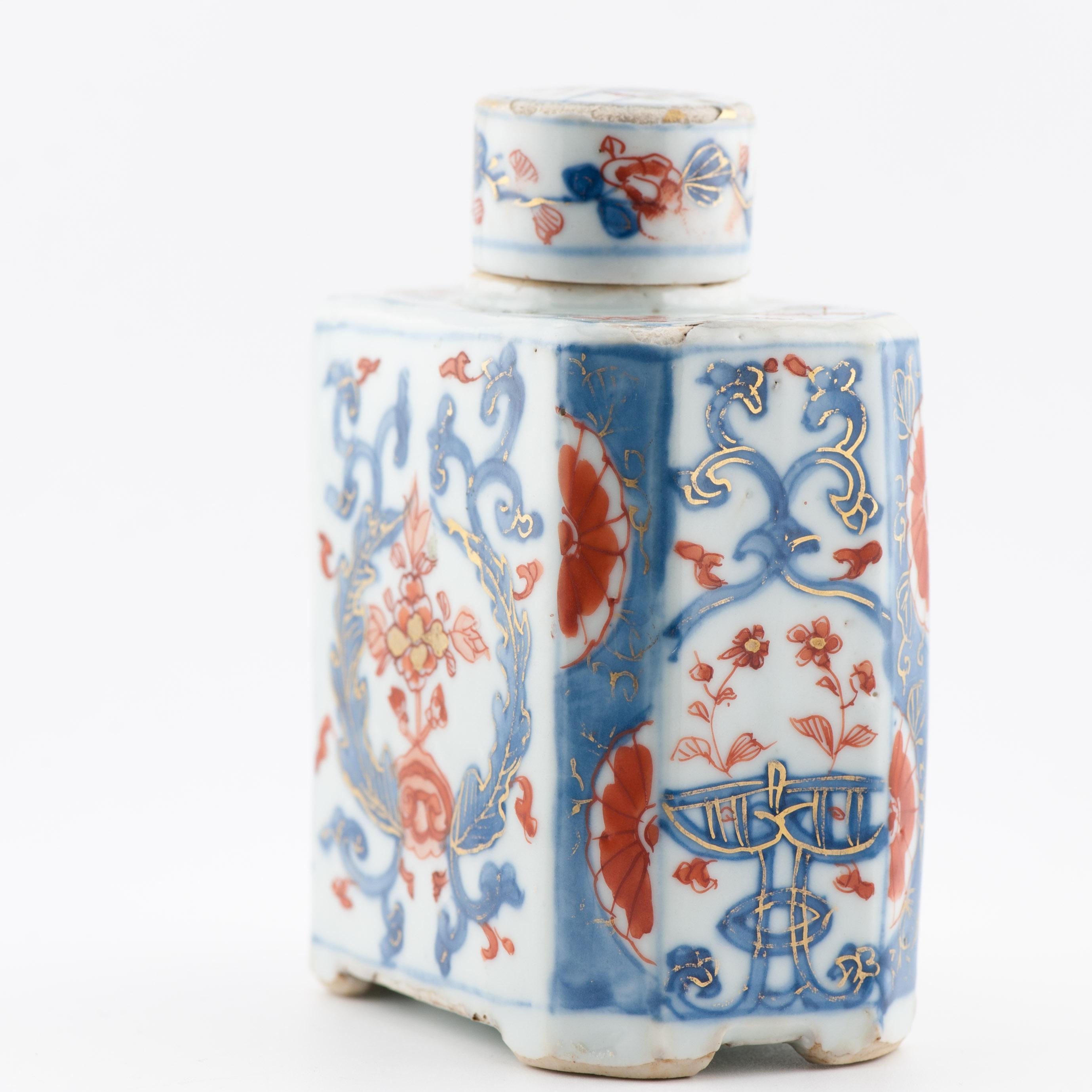 Top Level Antique Kangxi Period Imari Tea Caddy Chinese China Porcelain For Sale 2