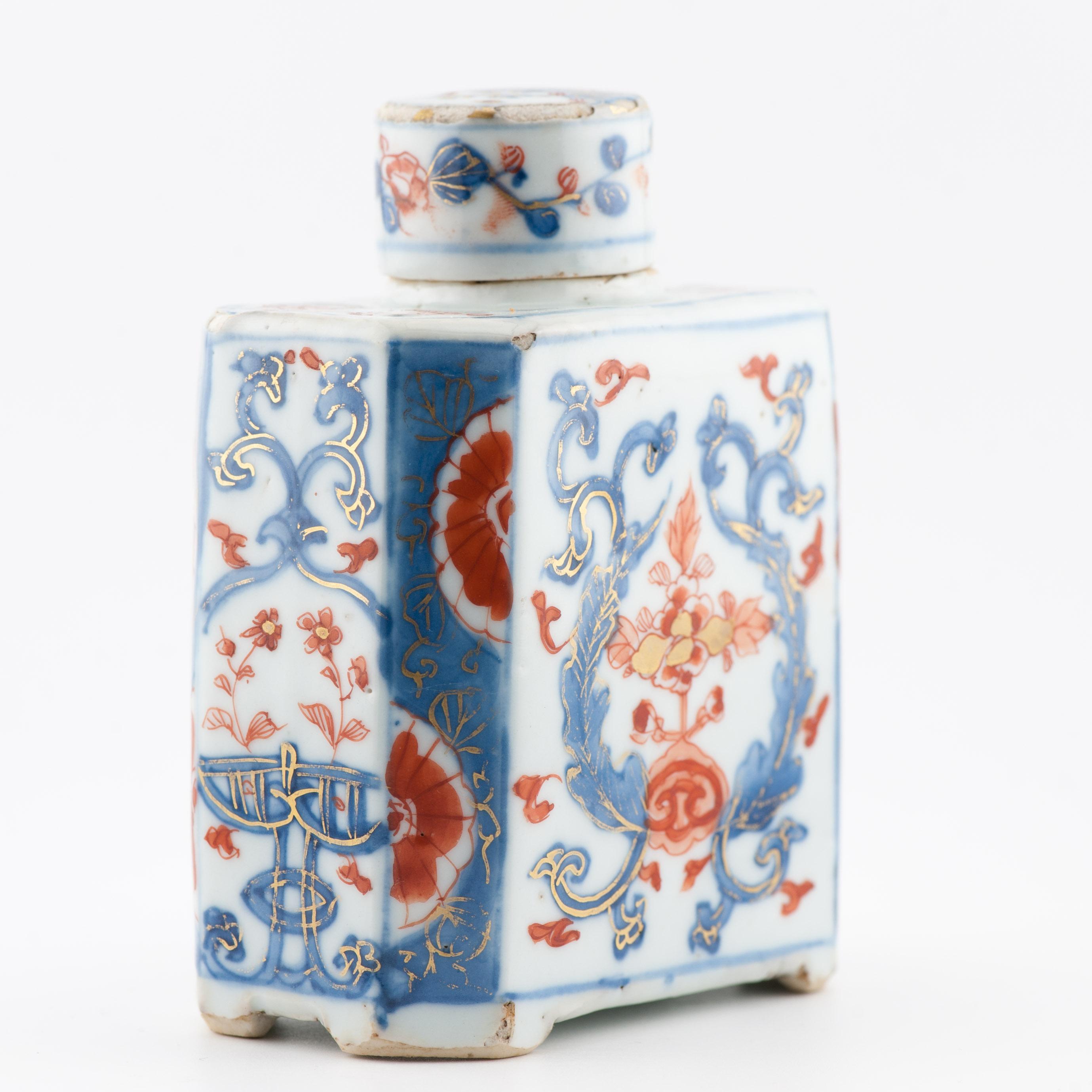 Top Level Antique Kangxi Period Imari Tea Caddy Chinese China Porcelain For Sale 4