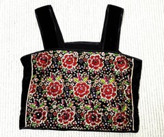 Top made of antique embroidery on black velvet, embroidered brocade size 40 - 42