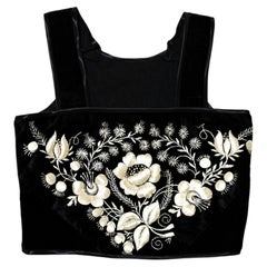 Top made of antique embroidery on black velvet, embroidered brocade size 40 - 42