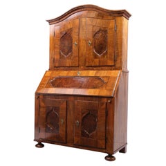 Top-mounted secretary desk with slanted flap Baroque ca. 1760 walnut and burl