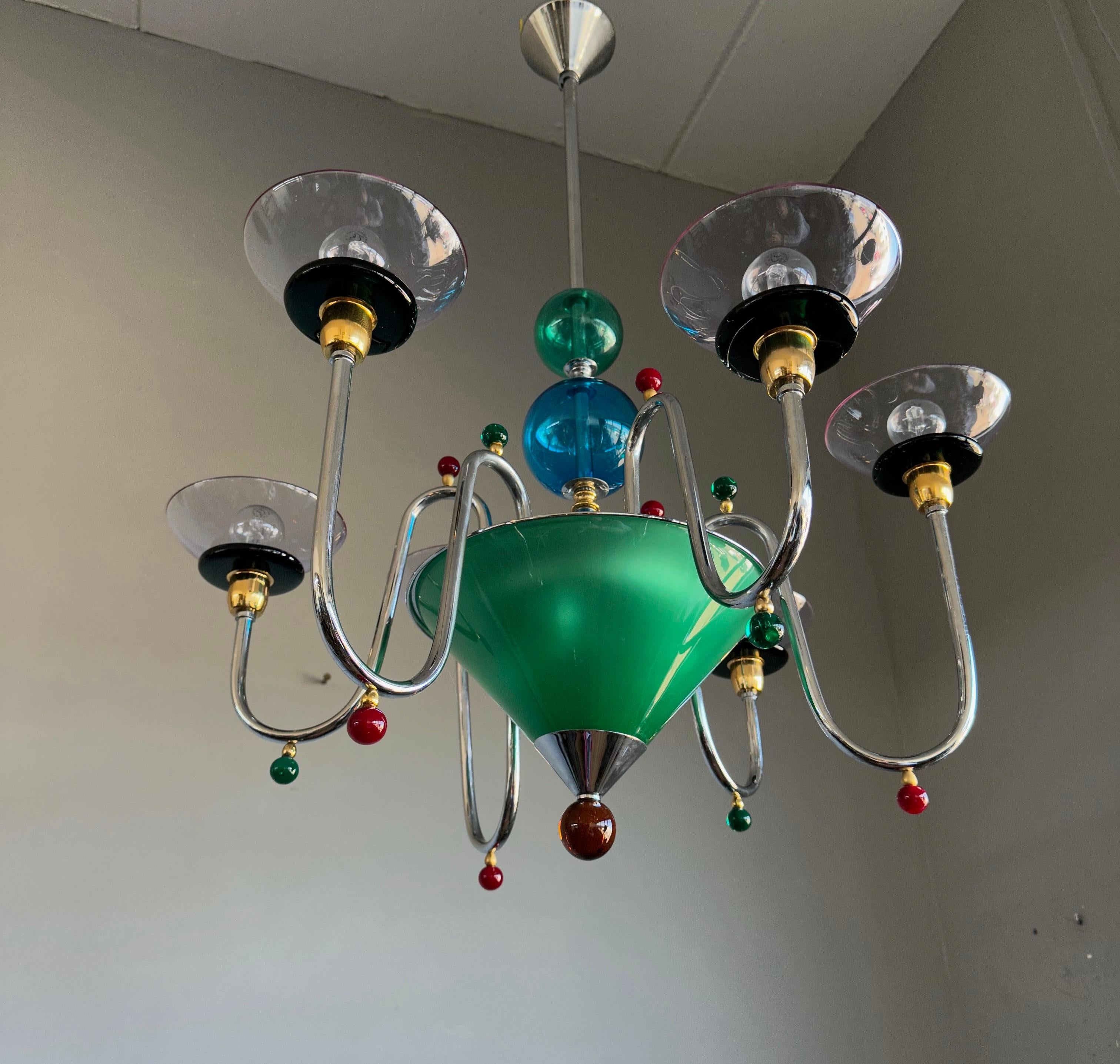 Top Murano Art Glass 8-Light Multi Color Chandelier in the Style of Gio Ponti For Sale 2