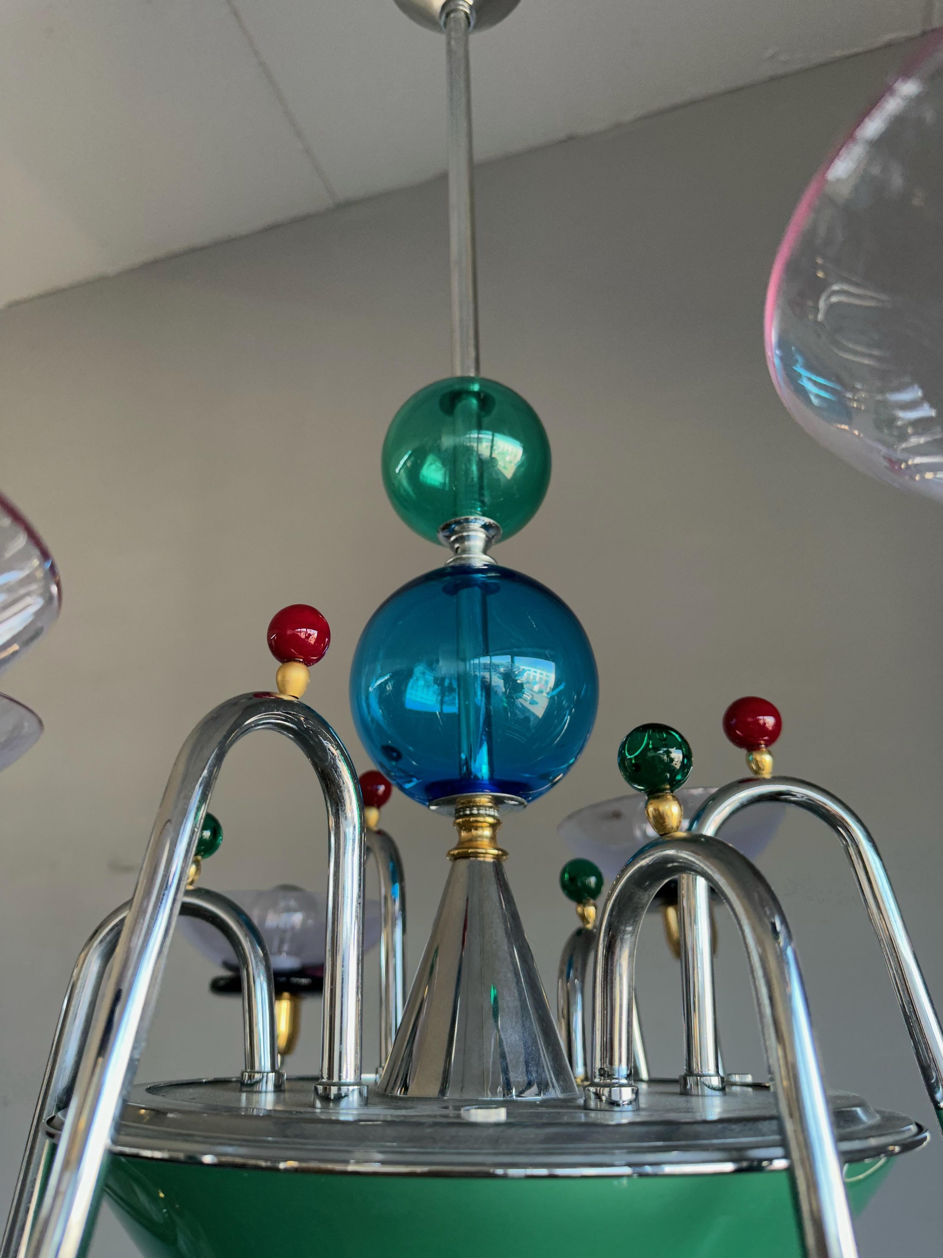 Mehrfarbiger Murano-Kunstglas-Kronleuchter mit 8 Lichtern im Stil von Gio Ponti im Angebot 8