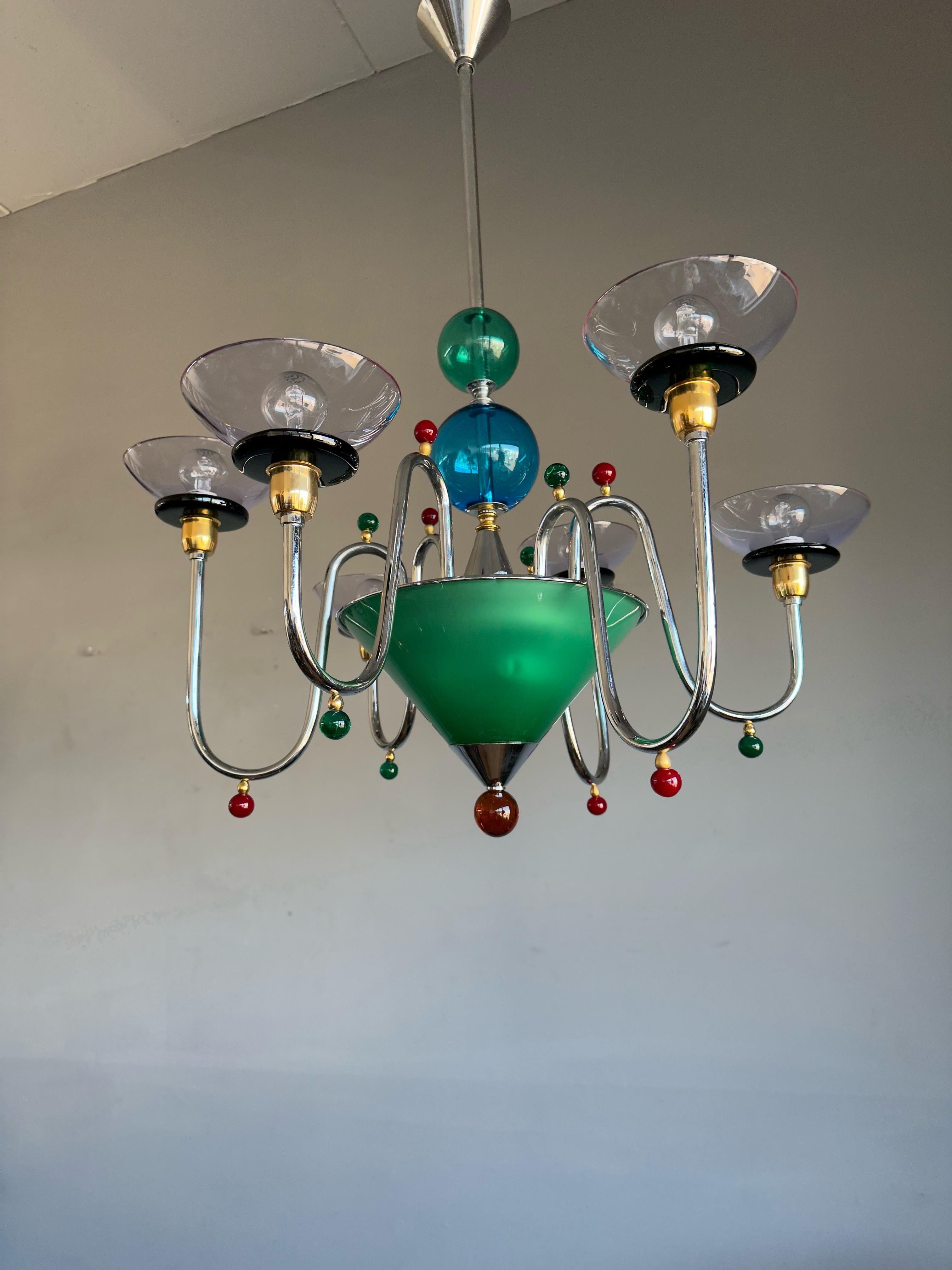 Top Murano Art Glass 8-Light Multi Color Chandelier in the Style of Gio Ponti For Sale 10