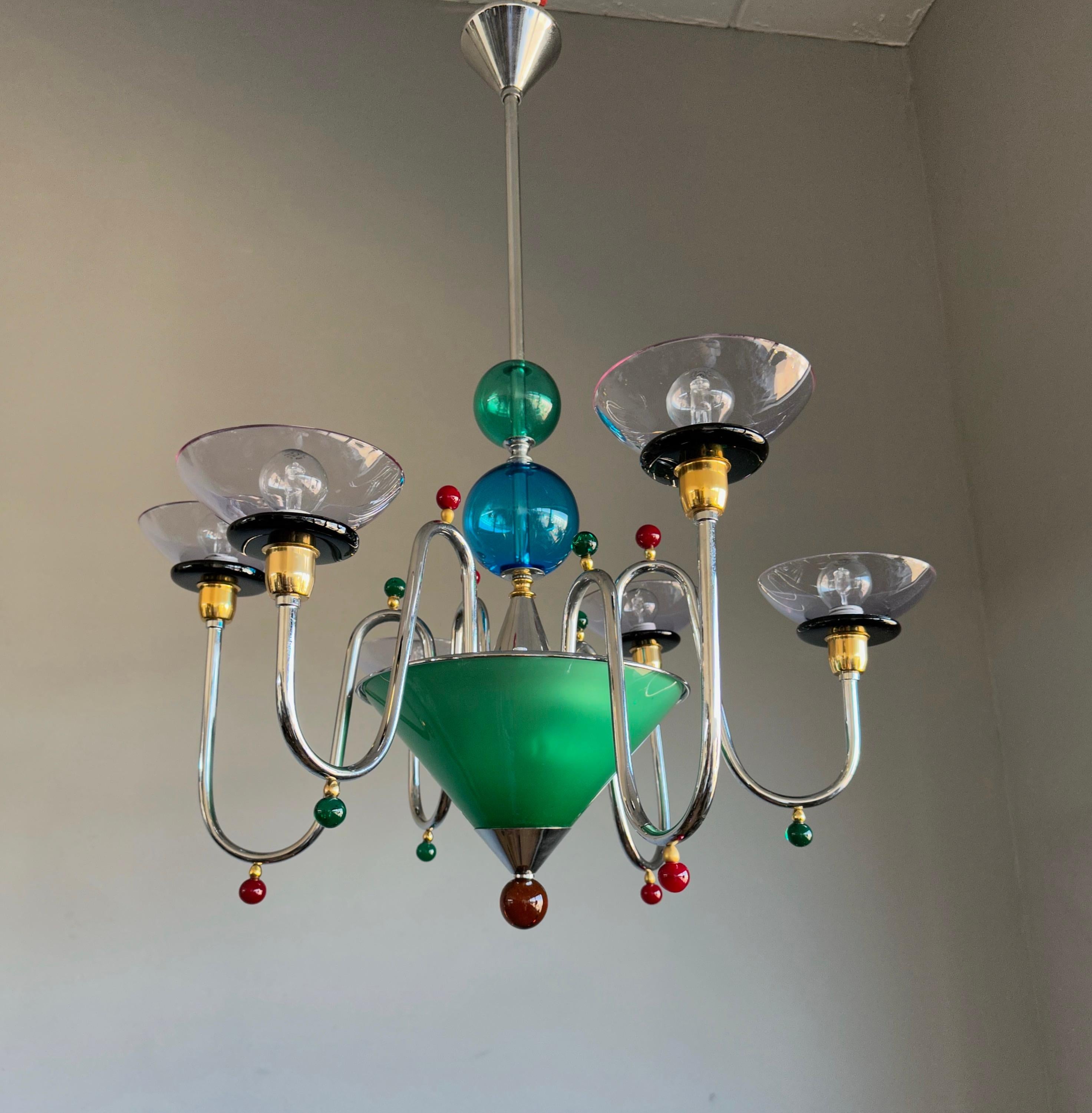 Top Murano Art Glass 8-Light Multi Color Chandelier in the Style of Gio Ponti For Sale 11