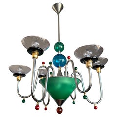 Mehrfarbiger Murano-Kunstglas-Kronleuchter mit 8 Lichtern im Stil von Gio Ponti