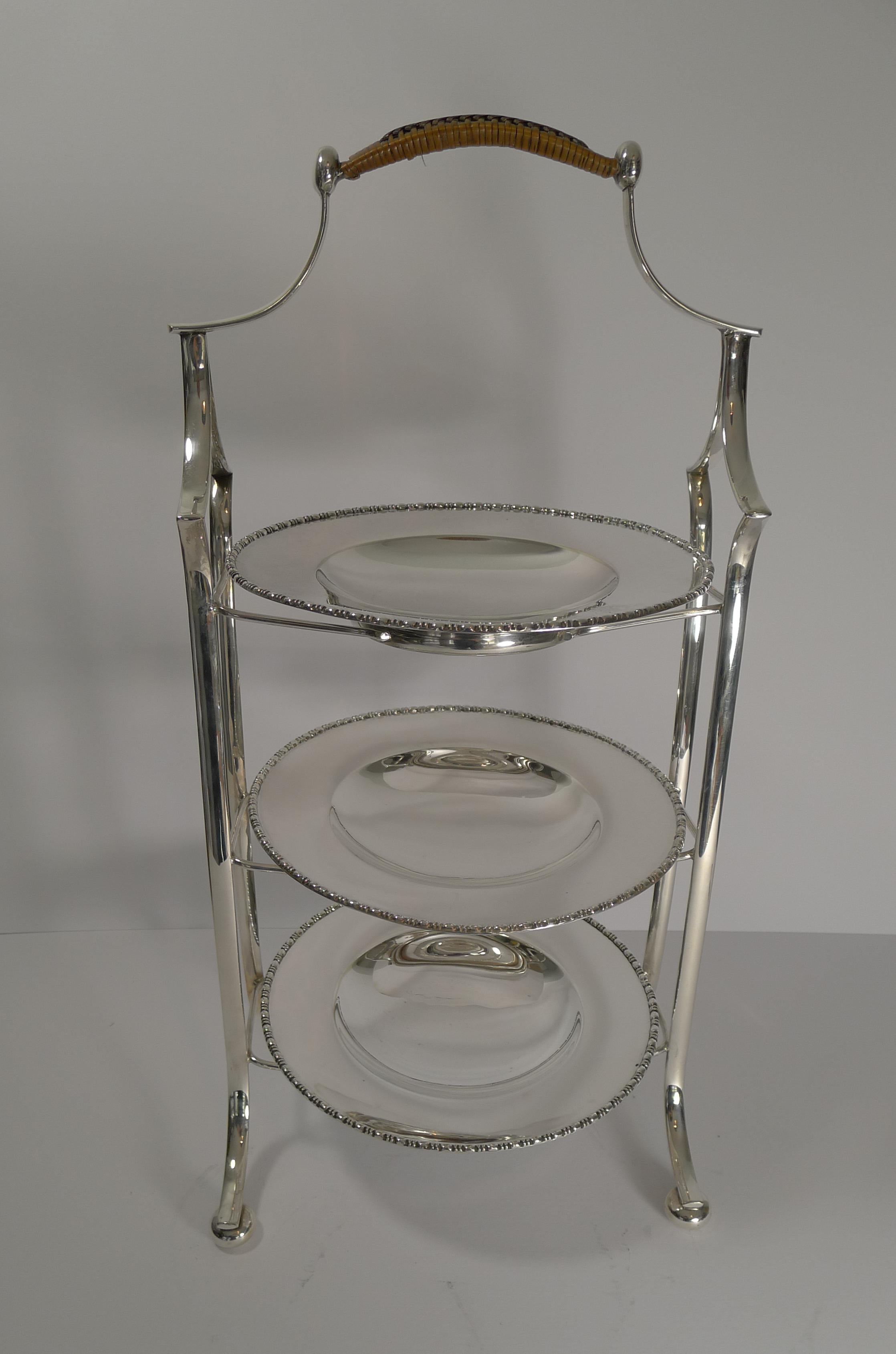 Silver Plate Top-Notch Large Antique Cake Stand by Mappin and Webb, circa 1910