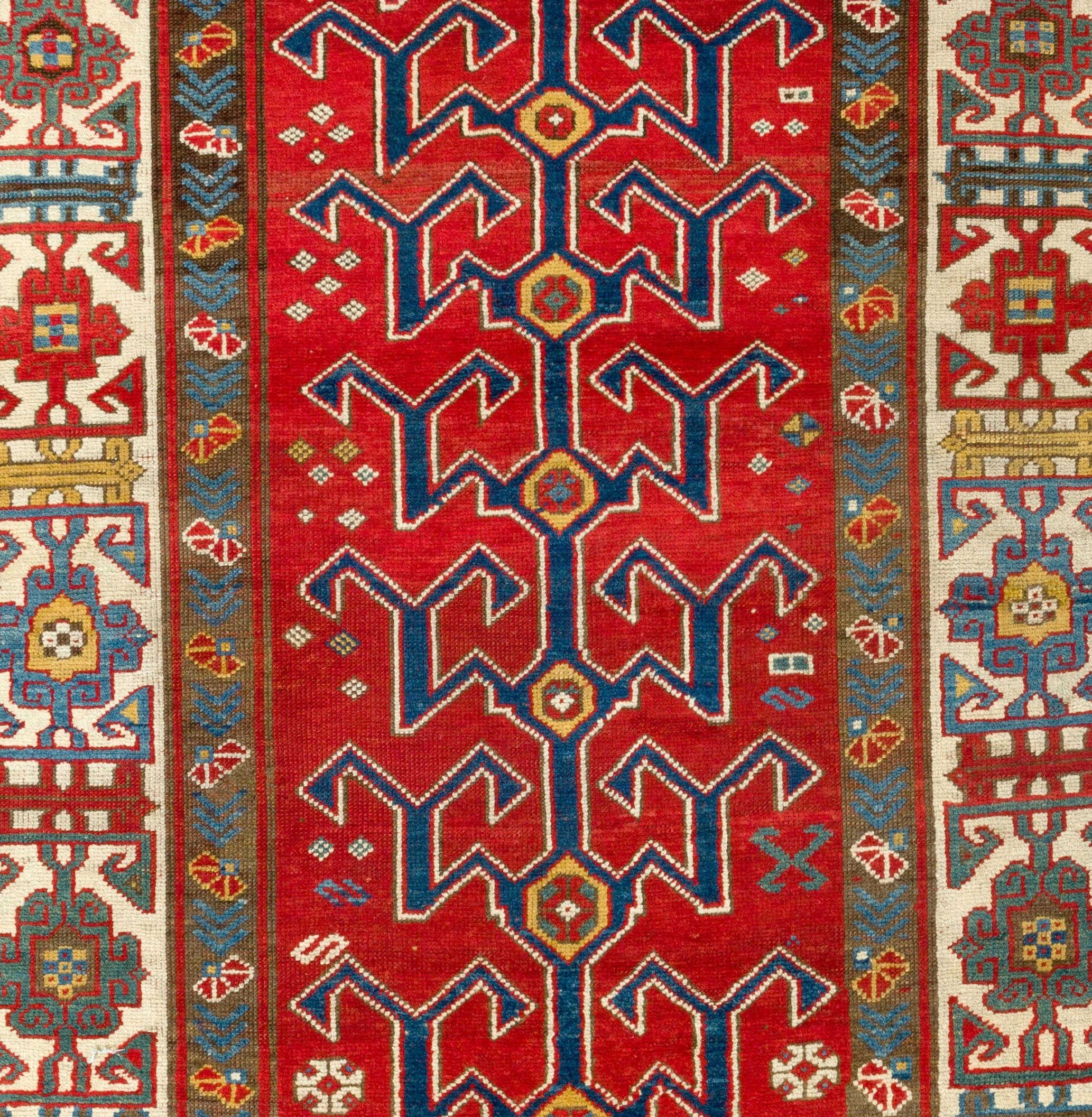 Caucasico Tappeto Kazak del XIX secolo, unico nel suo genere, in eccellenti condizioni originali in vendita