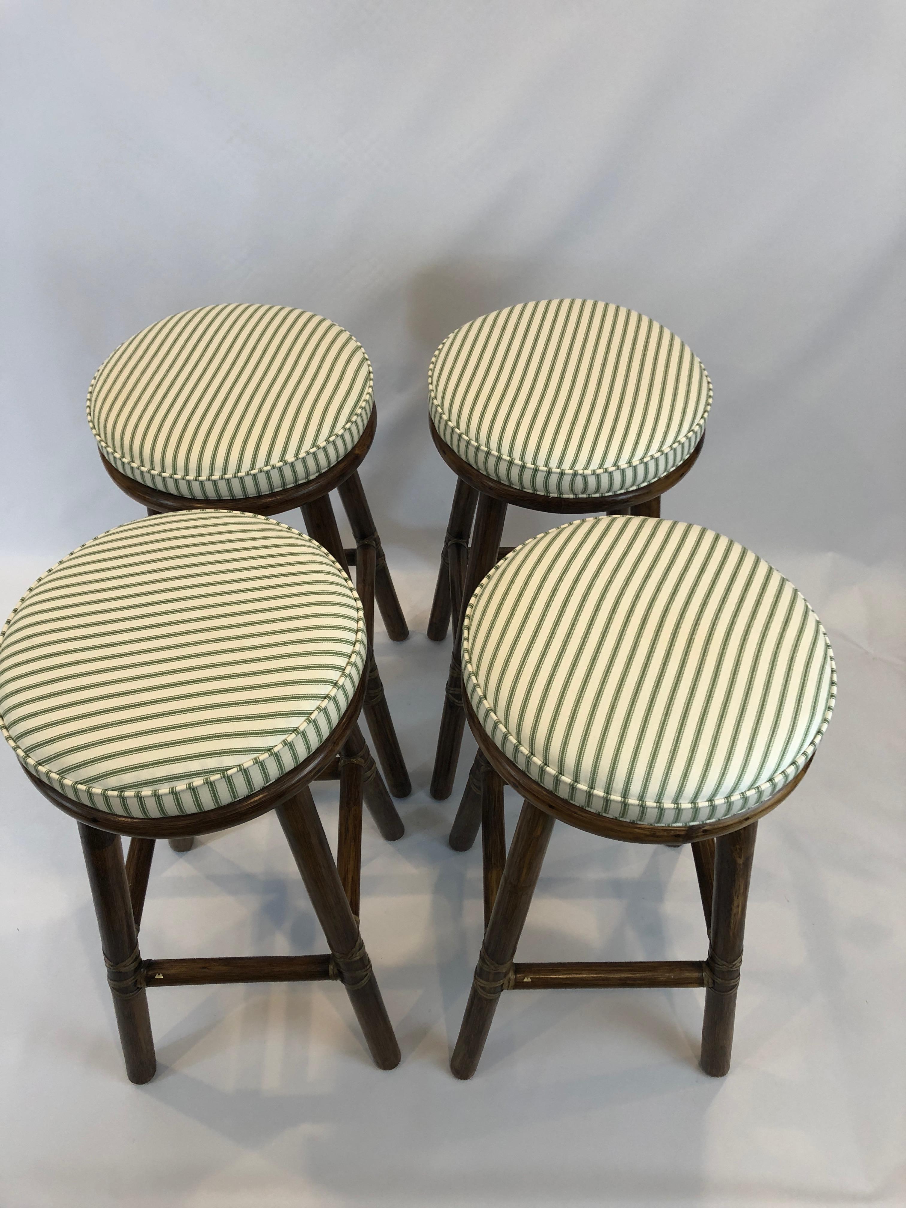 American Top of the Line McGuire Set of 4 Bamboo Bar Stools