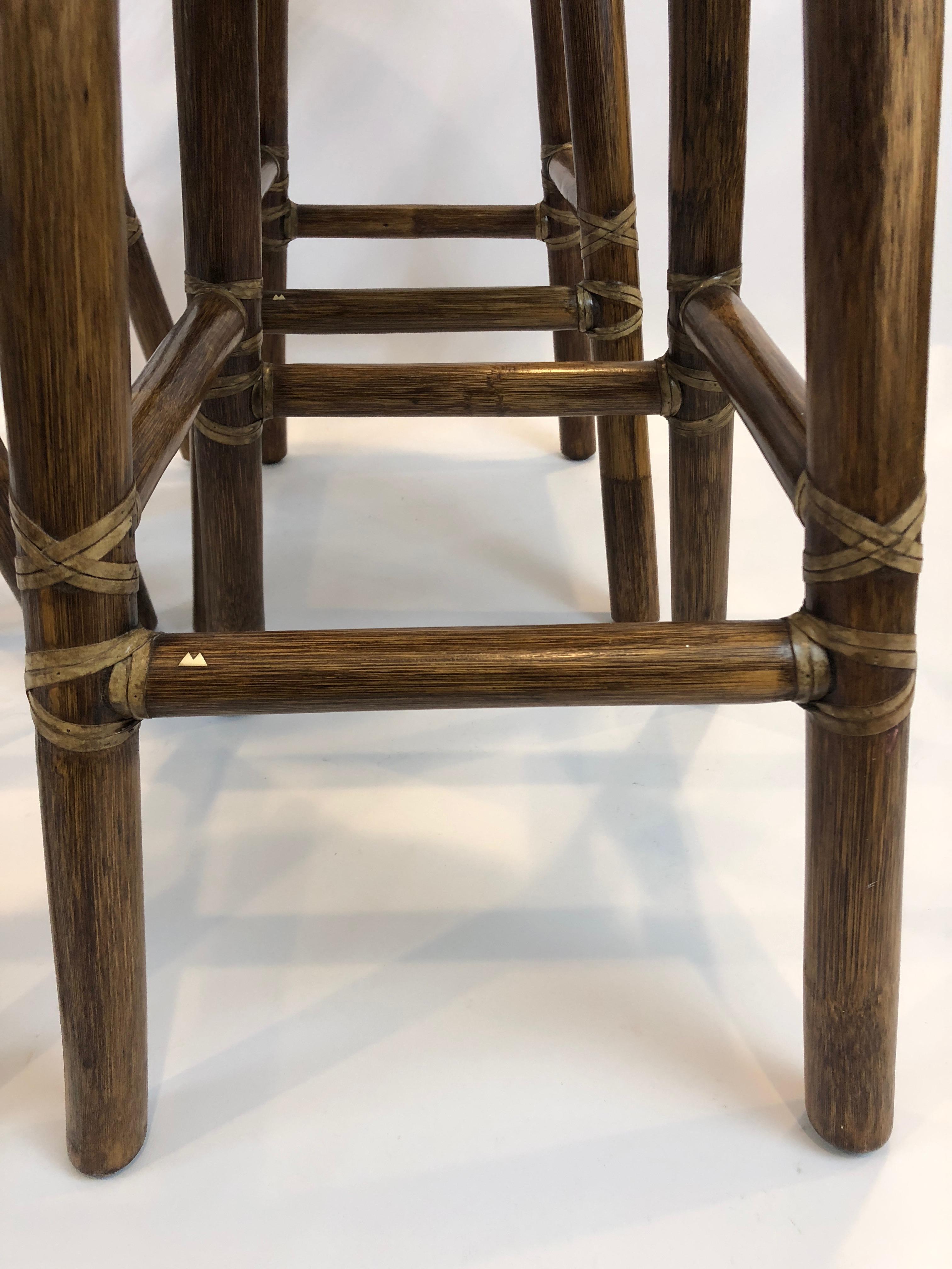 Top of the Line McGuire Set of 4 Bamboo Bar Stools In Excellent Condition In Hopewell, NJ