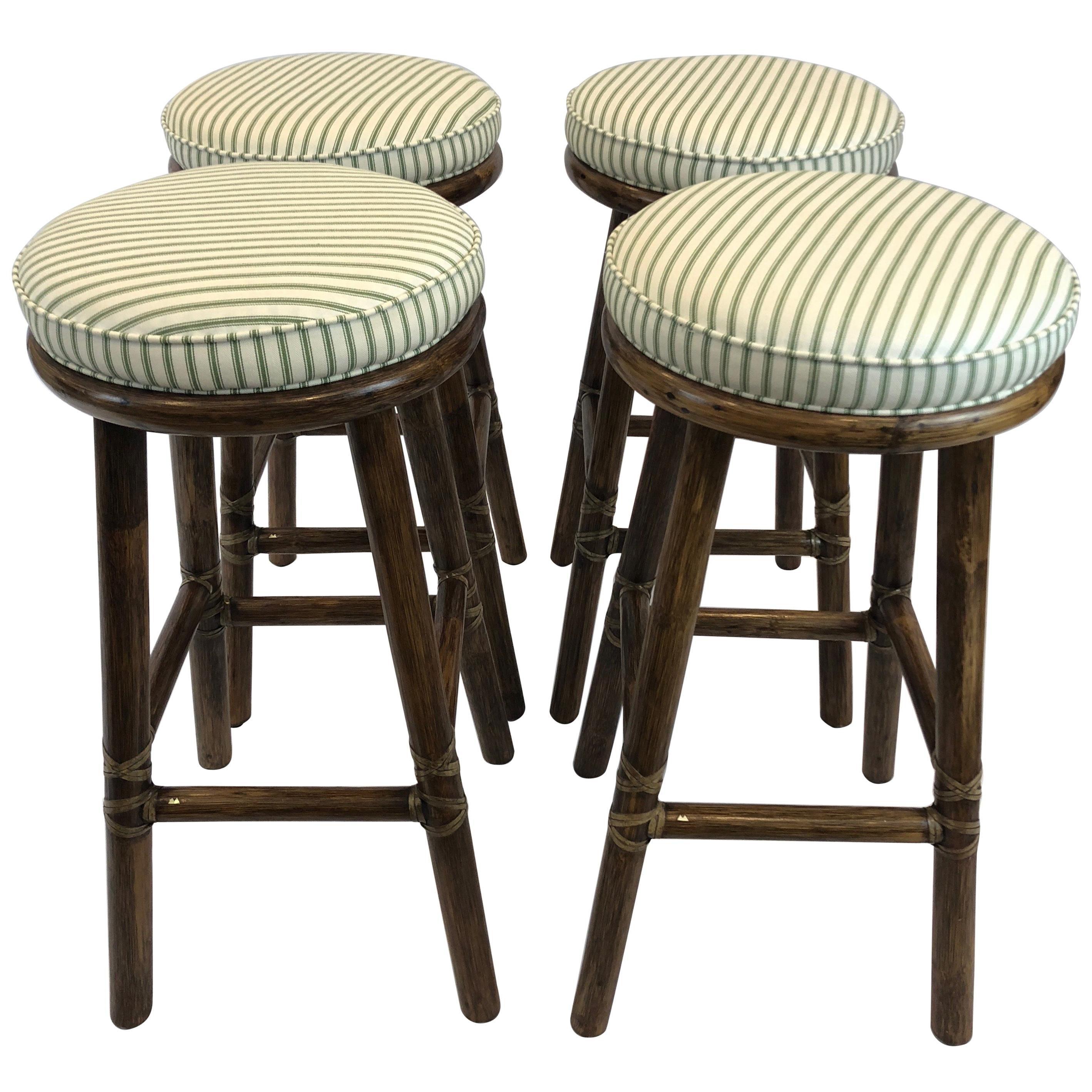 Top of the Line McGuire Set of 4 Bamboo Bar Stools