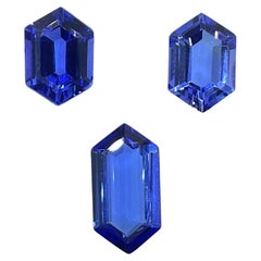 Top Quality 10.45 Carats Tanzanite Hexagon 3 Pieces Cut Stone Natural Gemstone