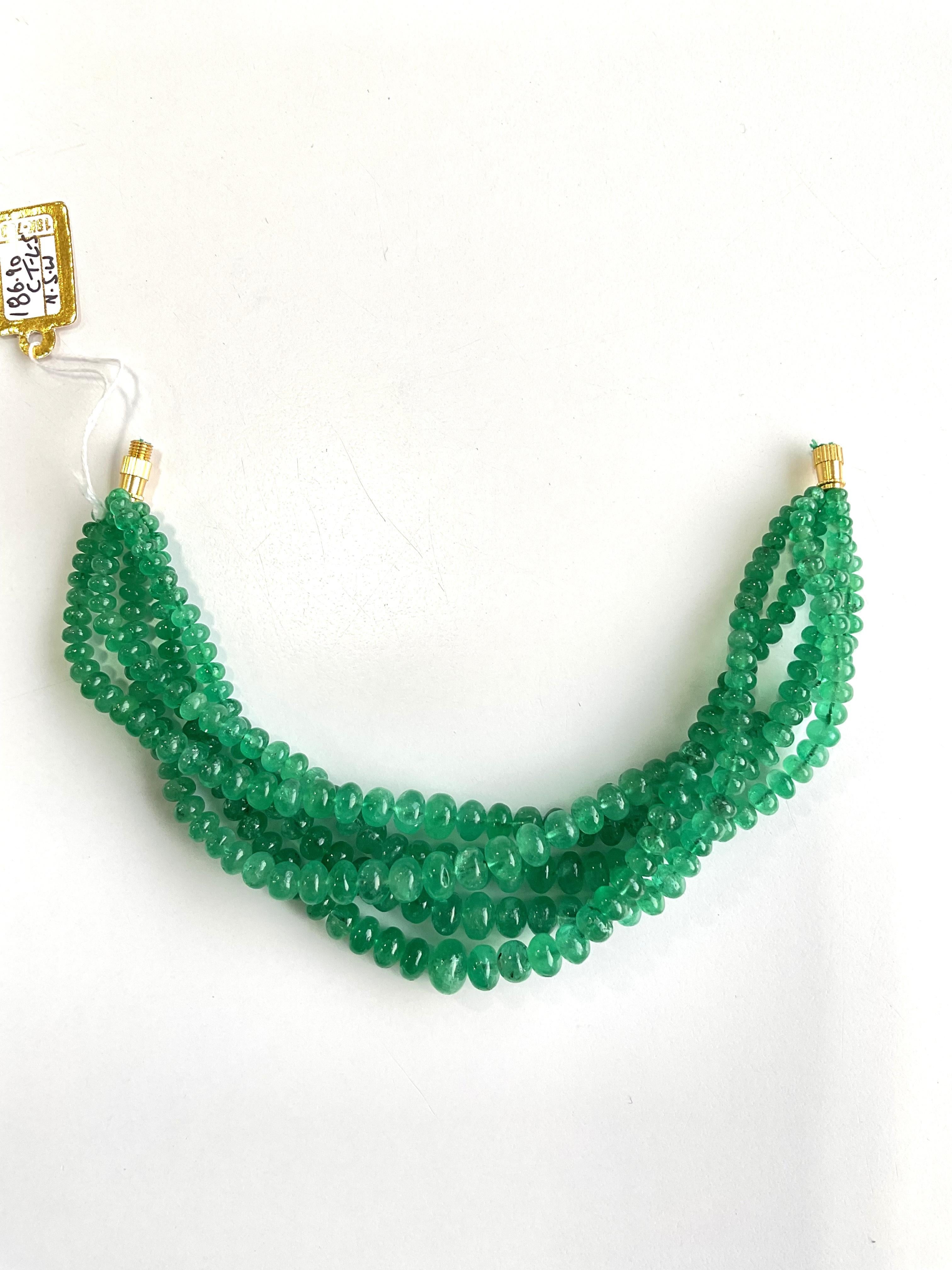 Top Quality 186.90 Carats Colombian Emerald Beads For high Jewelry Natural Gems In New Condition For Sale In Jaipur, RJ