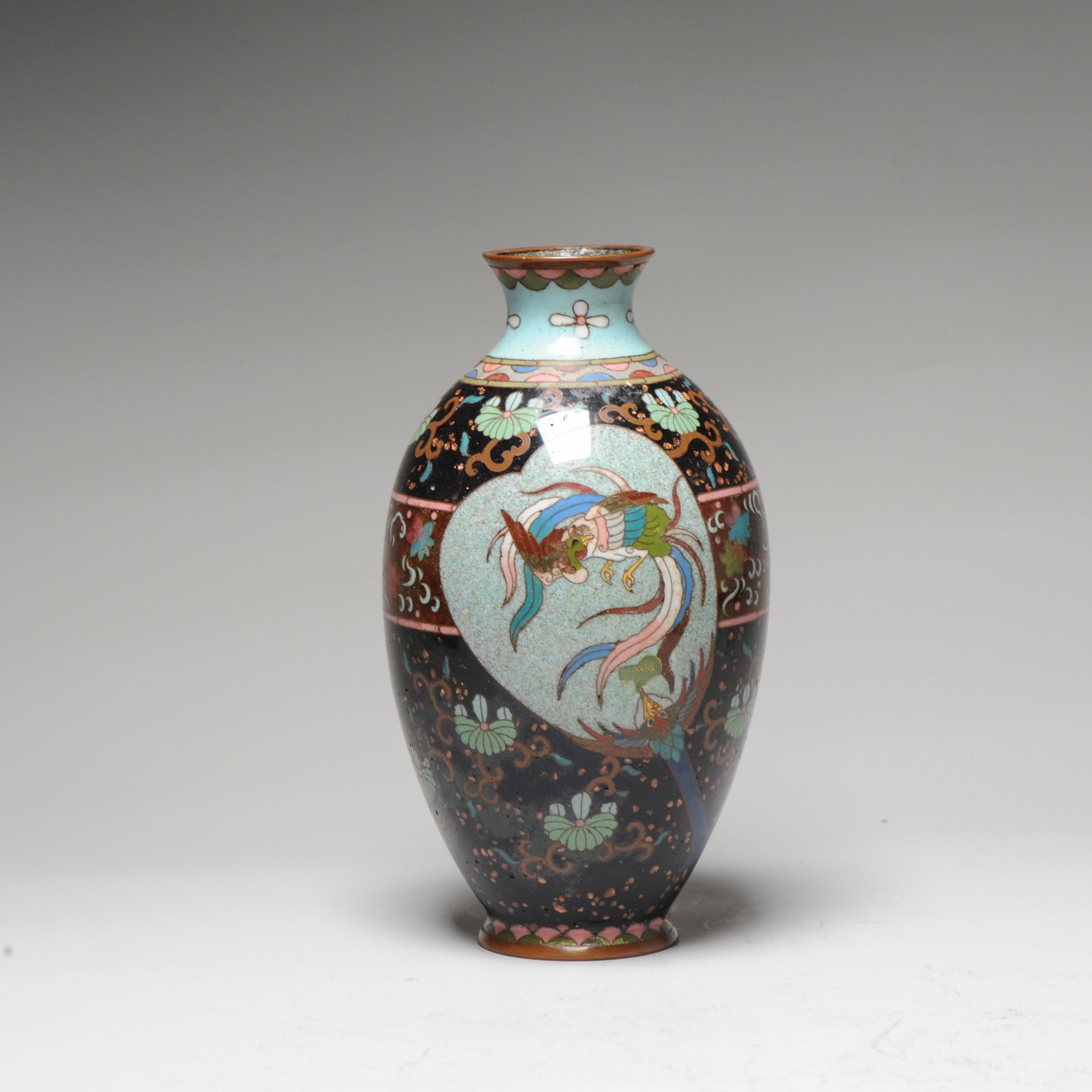 Meiji  Top Quality 19c Antique Japanese Qing Period Bronze Cloisonne Vase For Sale