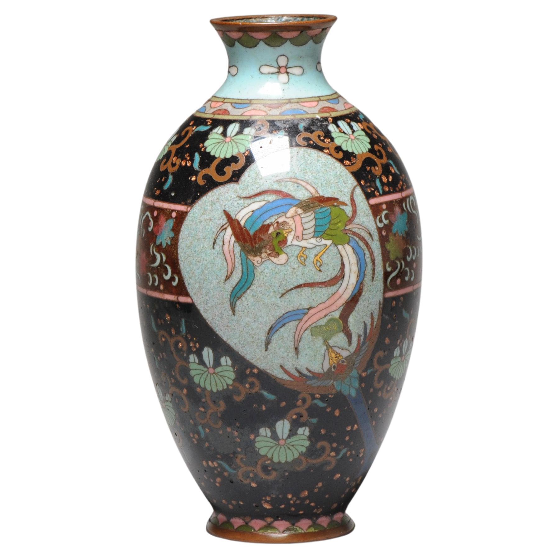  Top Quality 19c Antique Japanese Qing Period Bronze Cloisonne Vase