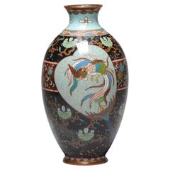  Top Quality 19c Antique Japanese Qing Period Bronze Cloisonne Vase