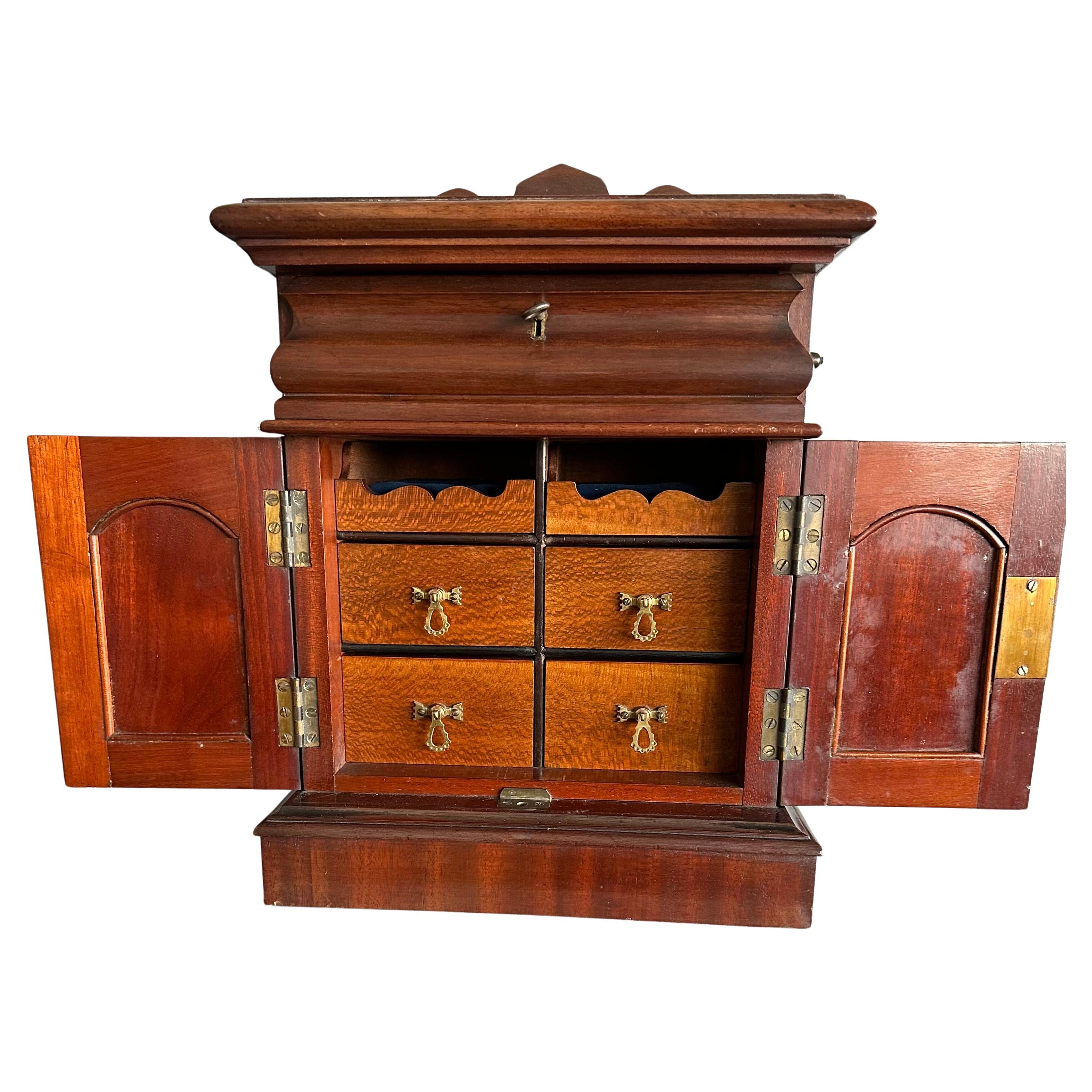 Top Quality 19th Century Jewelry, Treasure Box, Cabinet w Drawers & Mirror Doors