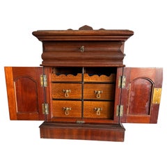 Antique Top Quality 19th Century Jewelry, Treasure Box, Cabinet w Drawers & Mirror Doors