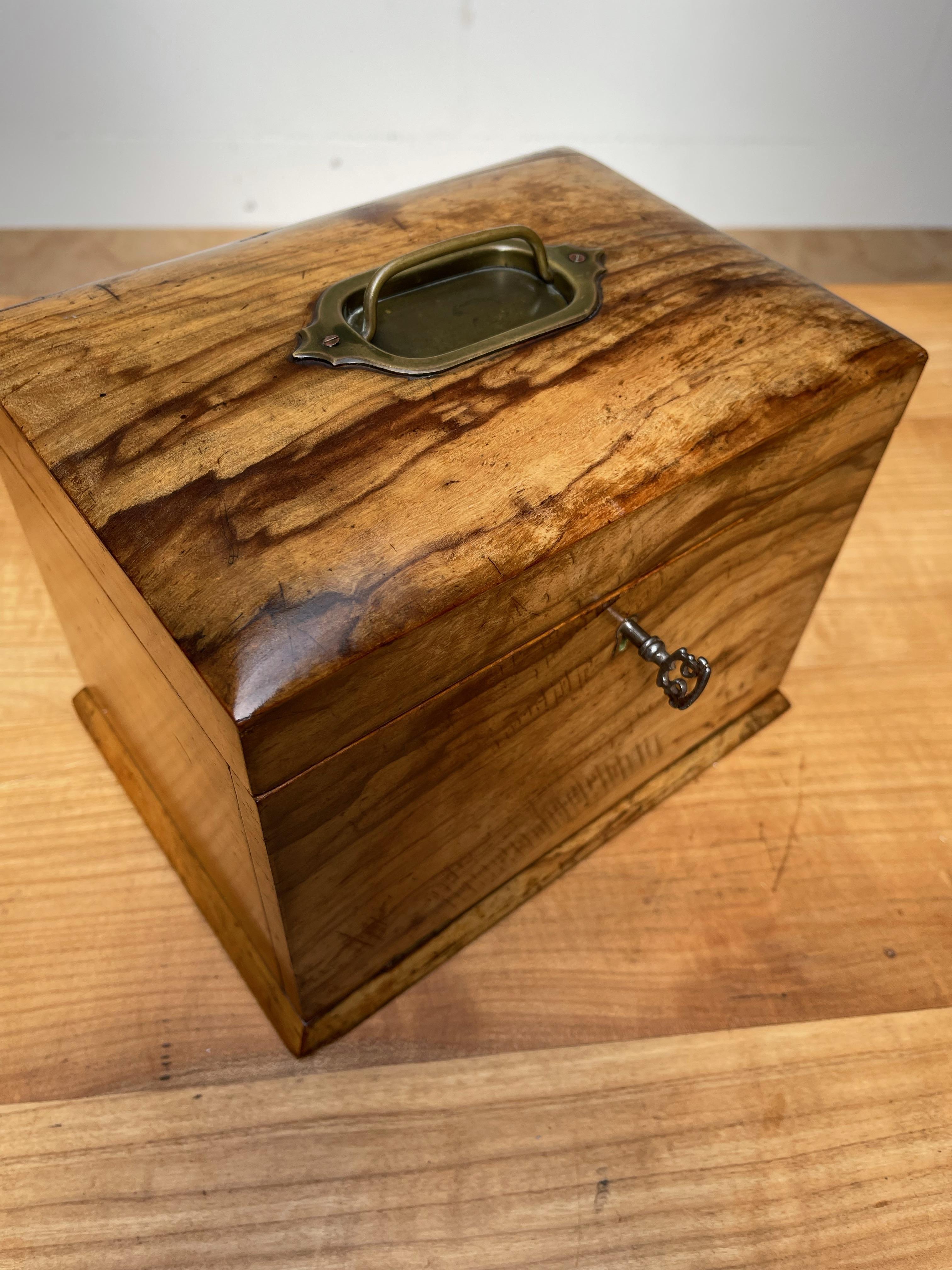 Louis Philippe Top Quality 19th Century Olive Wood Jewelry, Treasure Box, Cabinet with Drawers