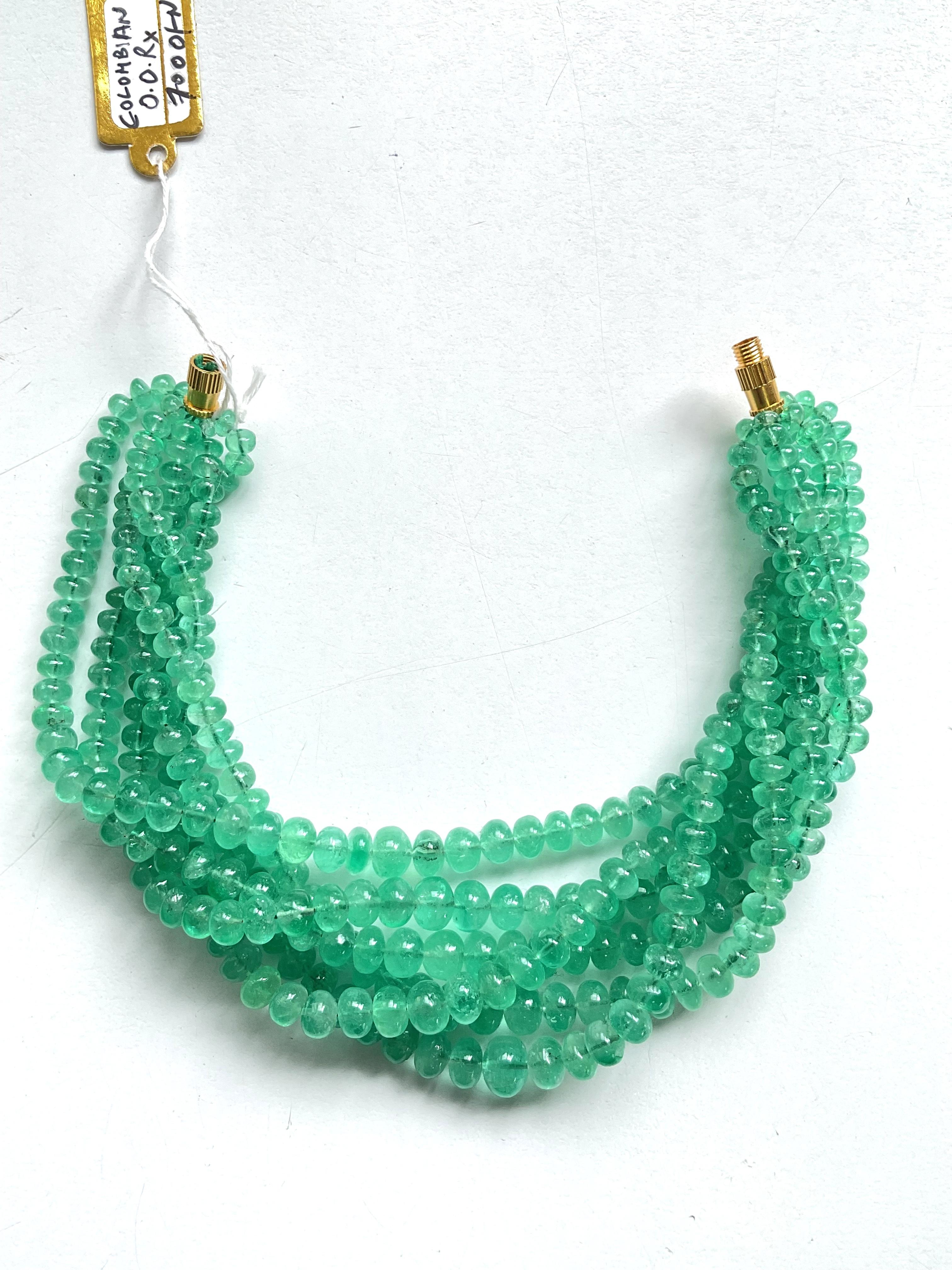 Art Deco Top Quality 218.70 Carats Colombian Emerald Beads For high Jewelry Natural Gems For Sale