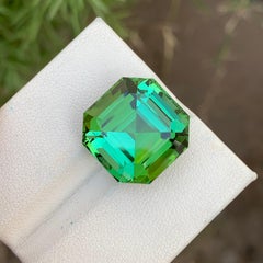 Top Quality 24.15 Carats Natural Loose Green Tourmaline Lagoon Shade Asscher Cut