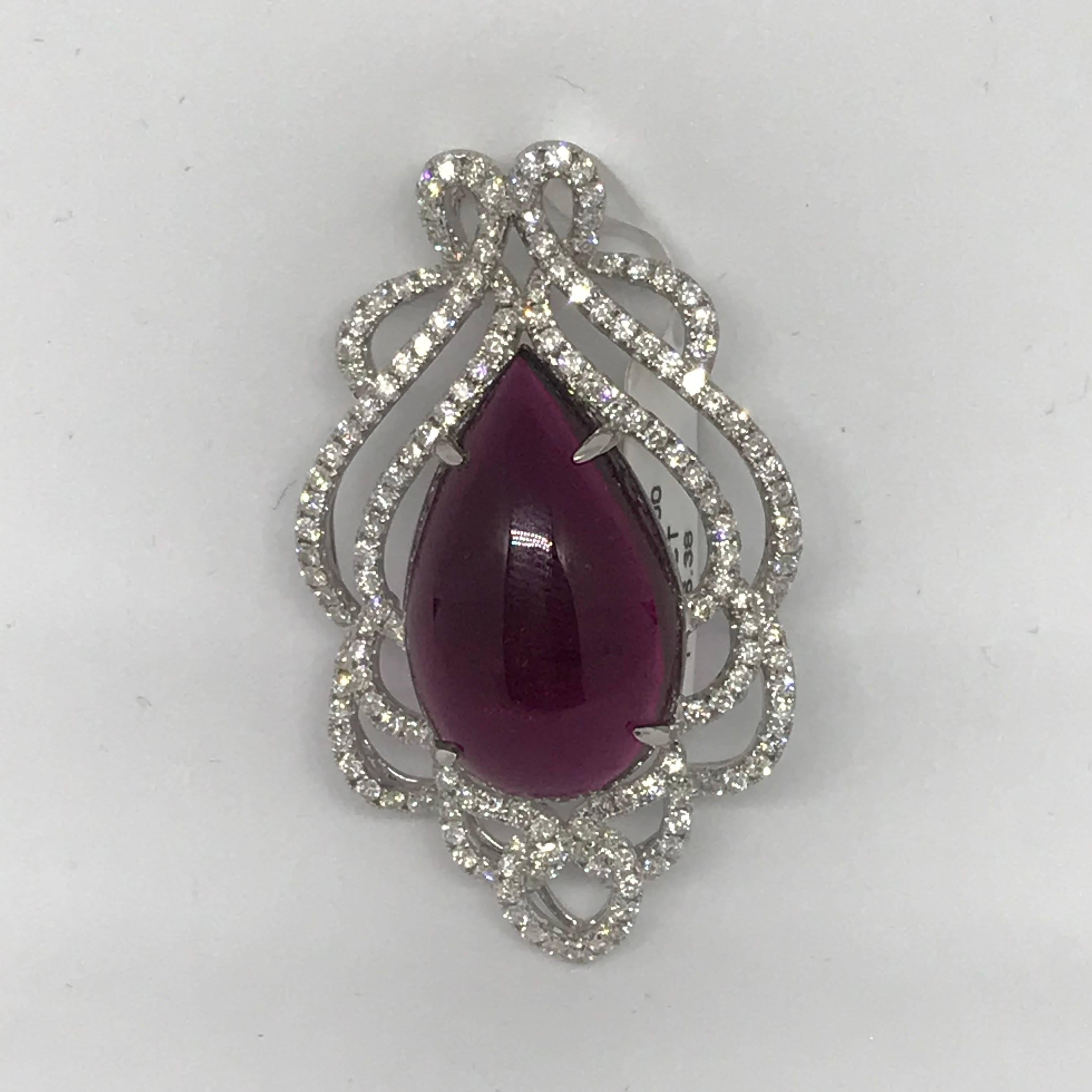 Most Exclusive top Quality Rubellite Pendant 
Diamonds F VVS 2.12carat
Top Quality Flawless Rubellite 26.36 carat
18k white gold

