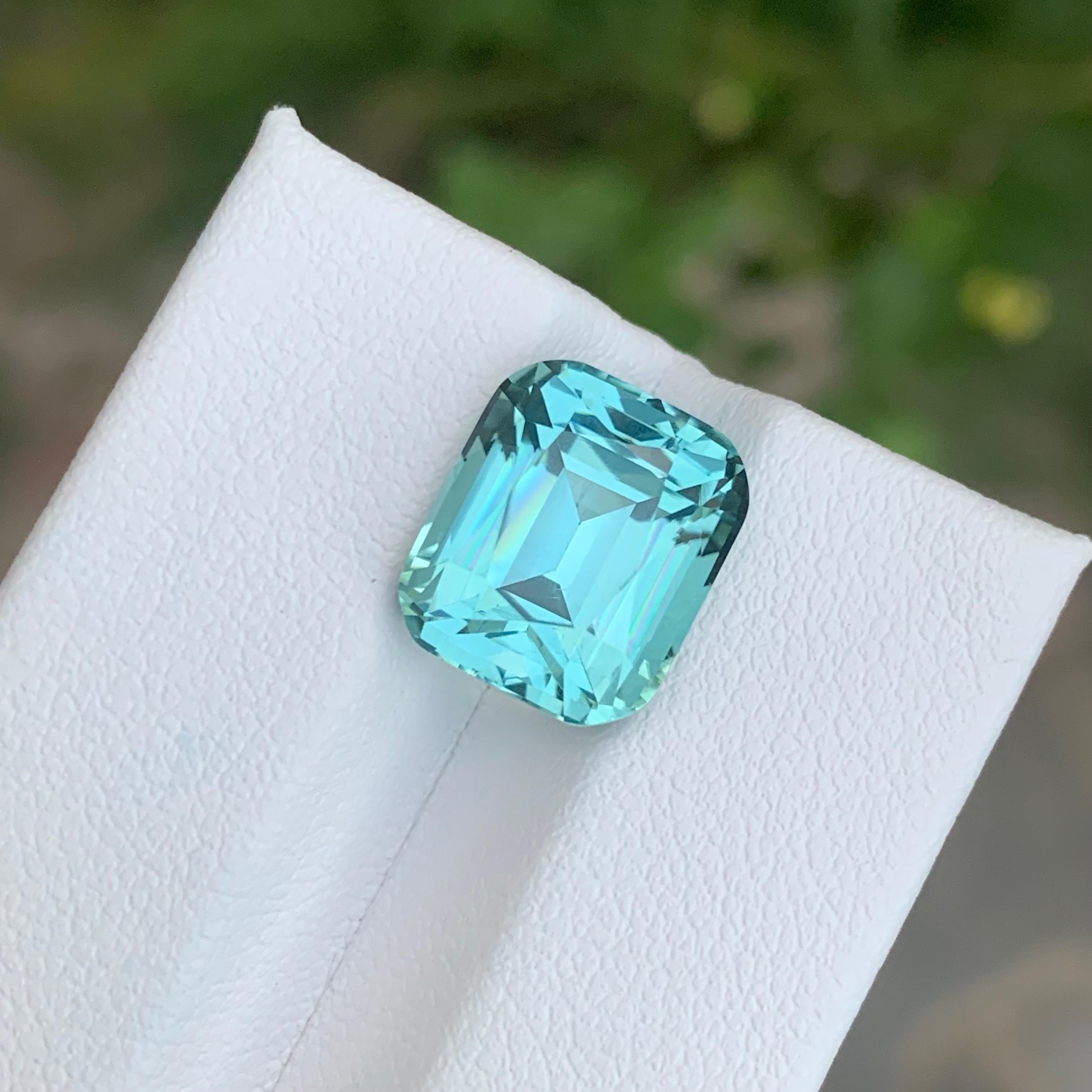 Top Quality 7.40 Carat Natural Loose Seafoam Tourmaline Cushion Shape Gemstone For Sale 5