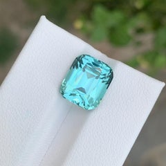 Top Quality 7.40 Carat Natural Loose Seafoam Tourmaline Cushion Shape Gemstone