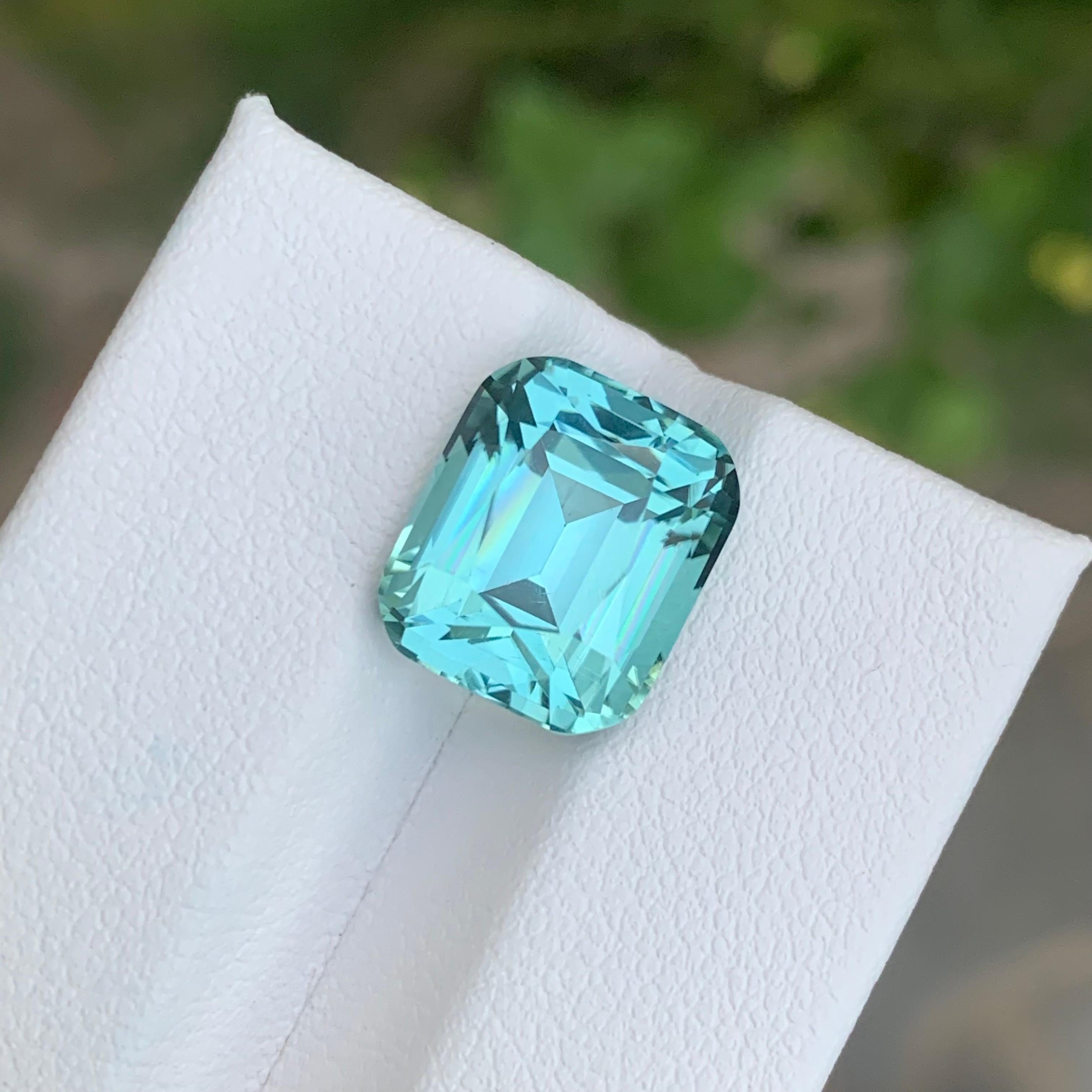 Cushion Cut Top Quality 7.40 Carat Natural Loose Seafoam Tourmaline Cushion Shape Gemstone For Sale