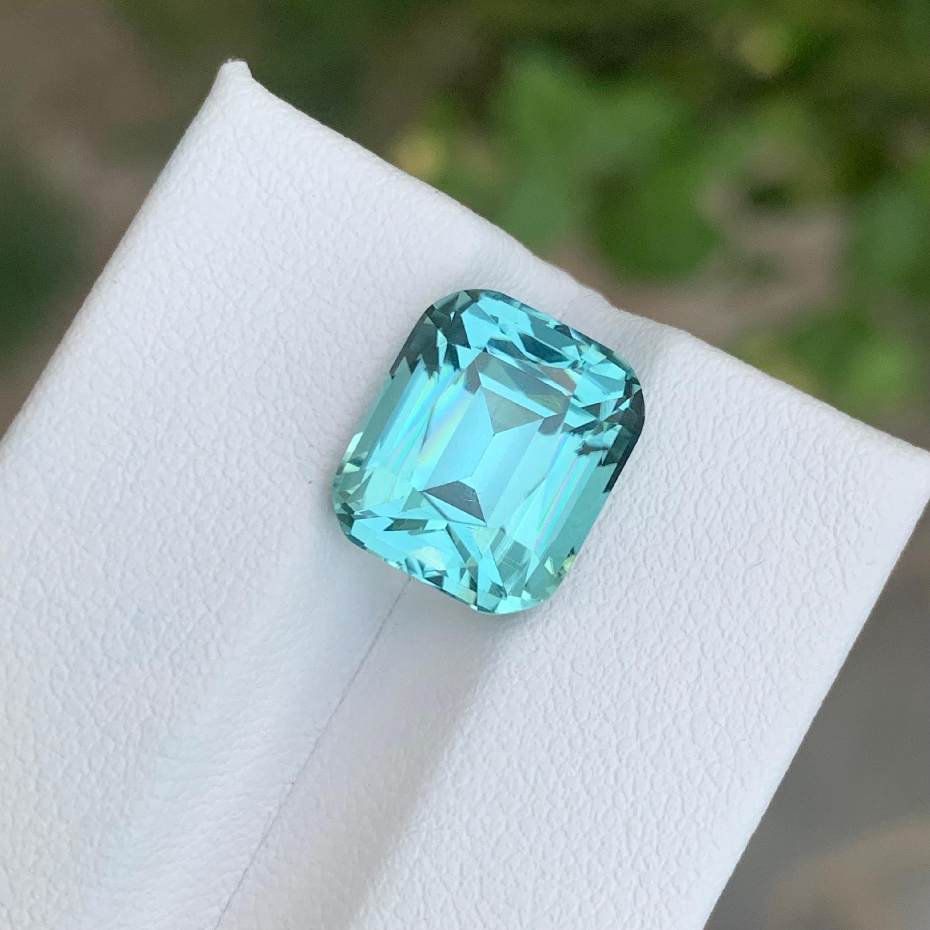Top Quality 7.40 Carat Natural Loose Seafoam Tourmaline Cushion Shape Gemstone For Sale 1