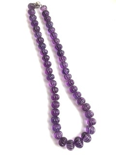 Top Quality Amethyst Melon Beads Natural Amethyst Melon Gemstone Necklace