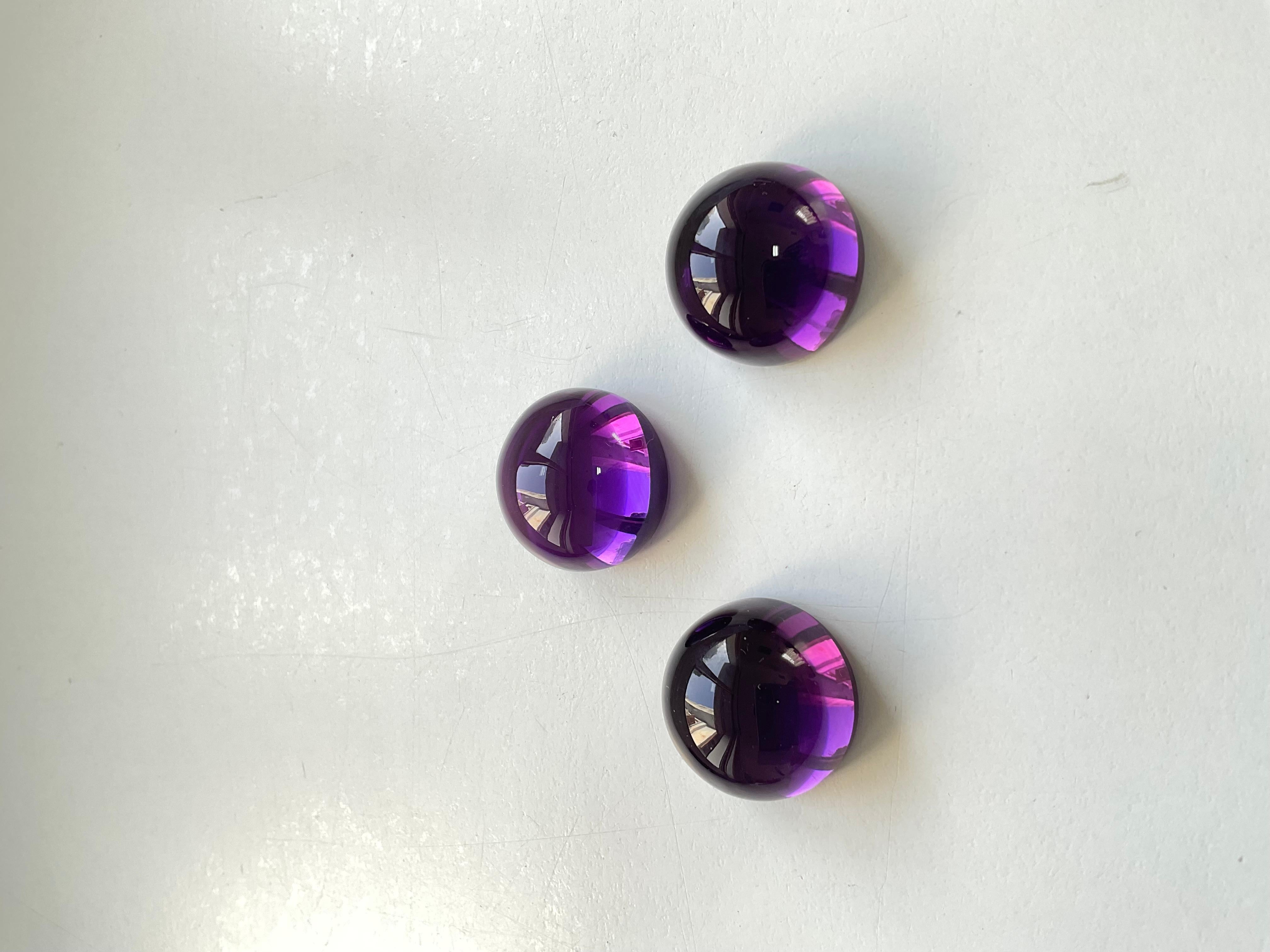 Amethyst-Rauchstein im runden Cabochon-Schliff in Platinqualität für Schmuck (Art déco) im Angebot