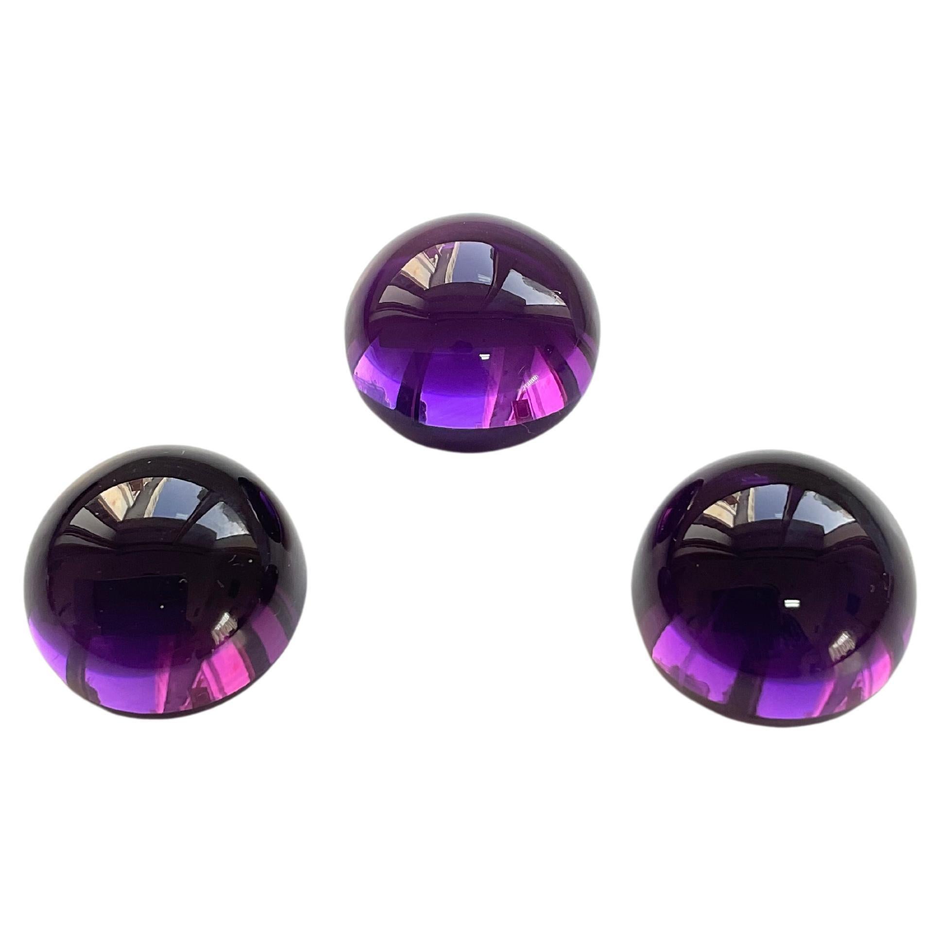 Top Quality Amethyst Smooth Round Cabochon Loose Gemstone for Jewelry