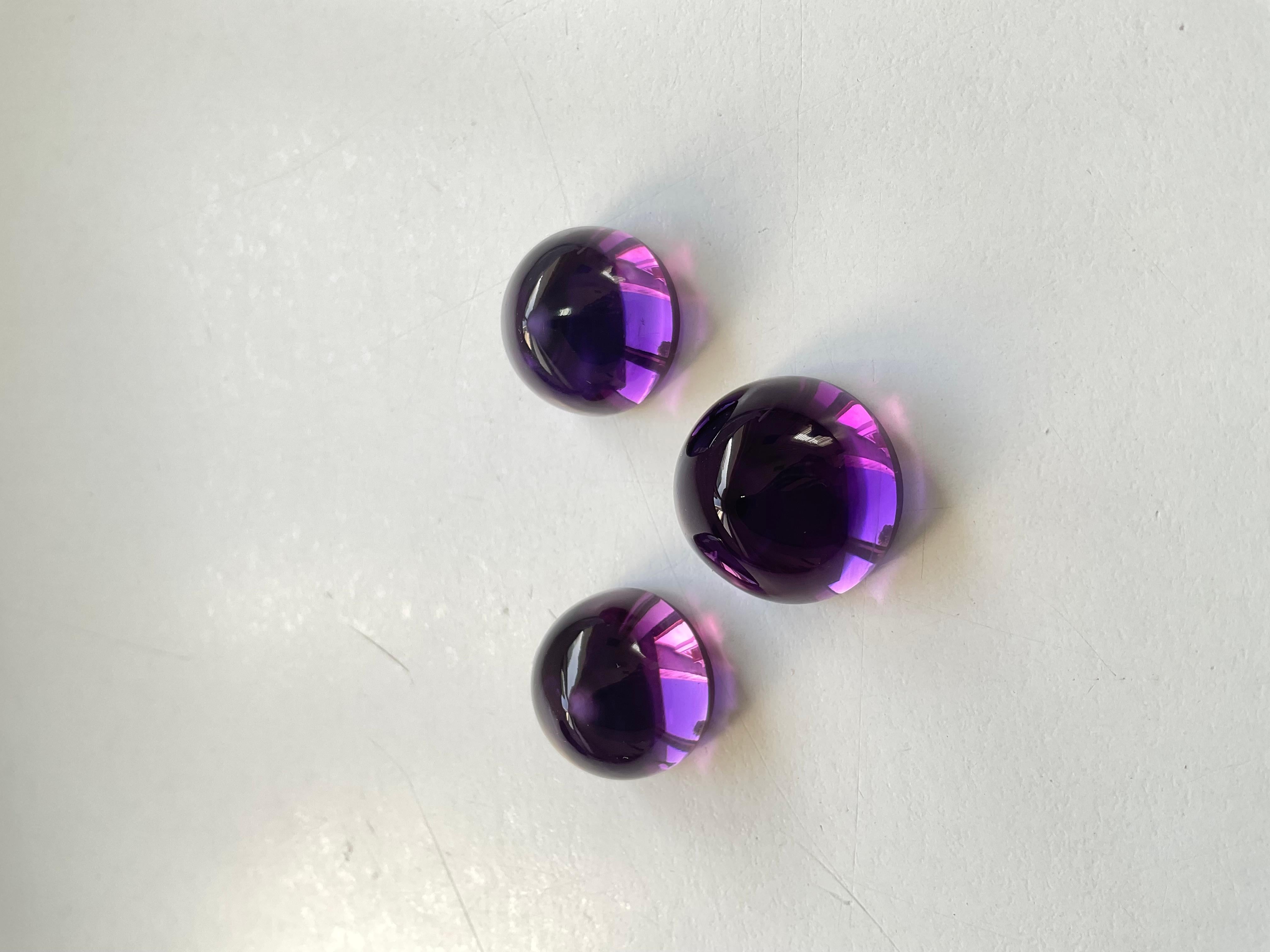 Art Deco Top Quality Amethyst Smooth Round Cabochon Pointed Top Loose Gemstone For Sale