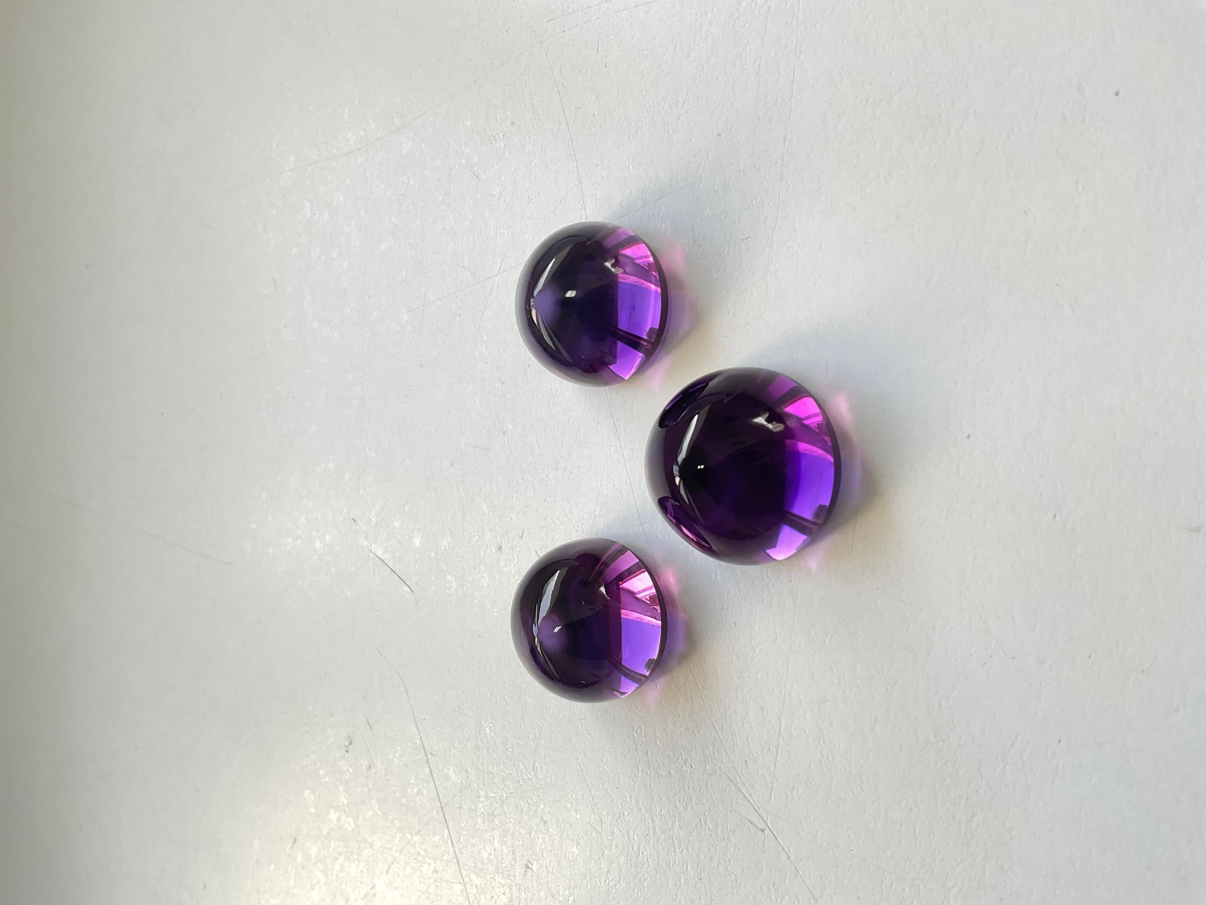 Round Cut Top Quality Amethyst Smooth Round Cabochon Pointed Top Loose Gemstone For Sale