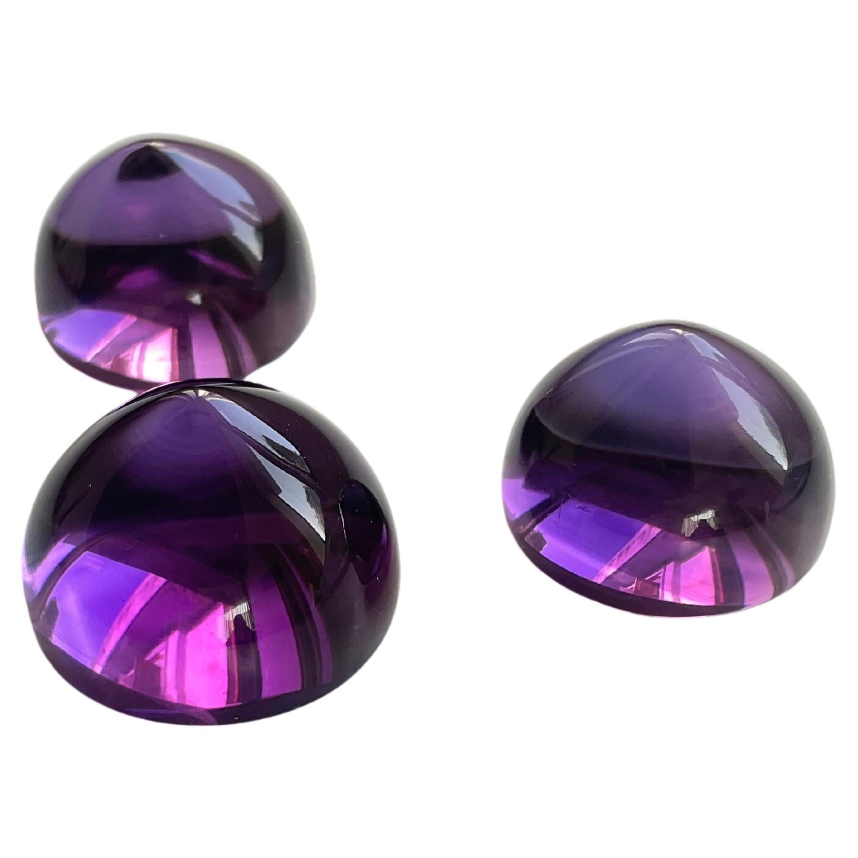 Top Quality Amethyst Smooth Round Cabochon Pointed Top Loose Gemstone For Sale