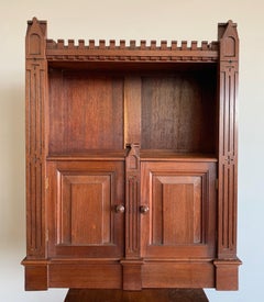 Top Quality Arts & Crafts Gothic Revival Handcrafted Hardwood Wall Cabinet