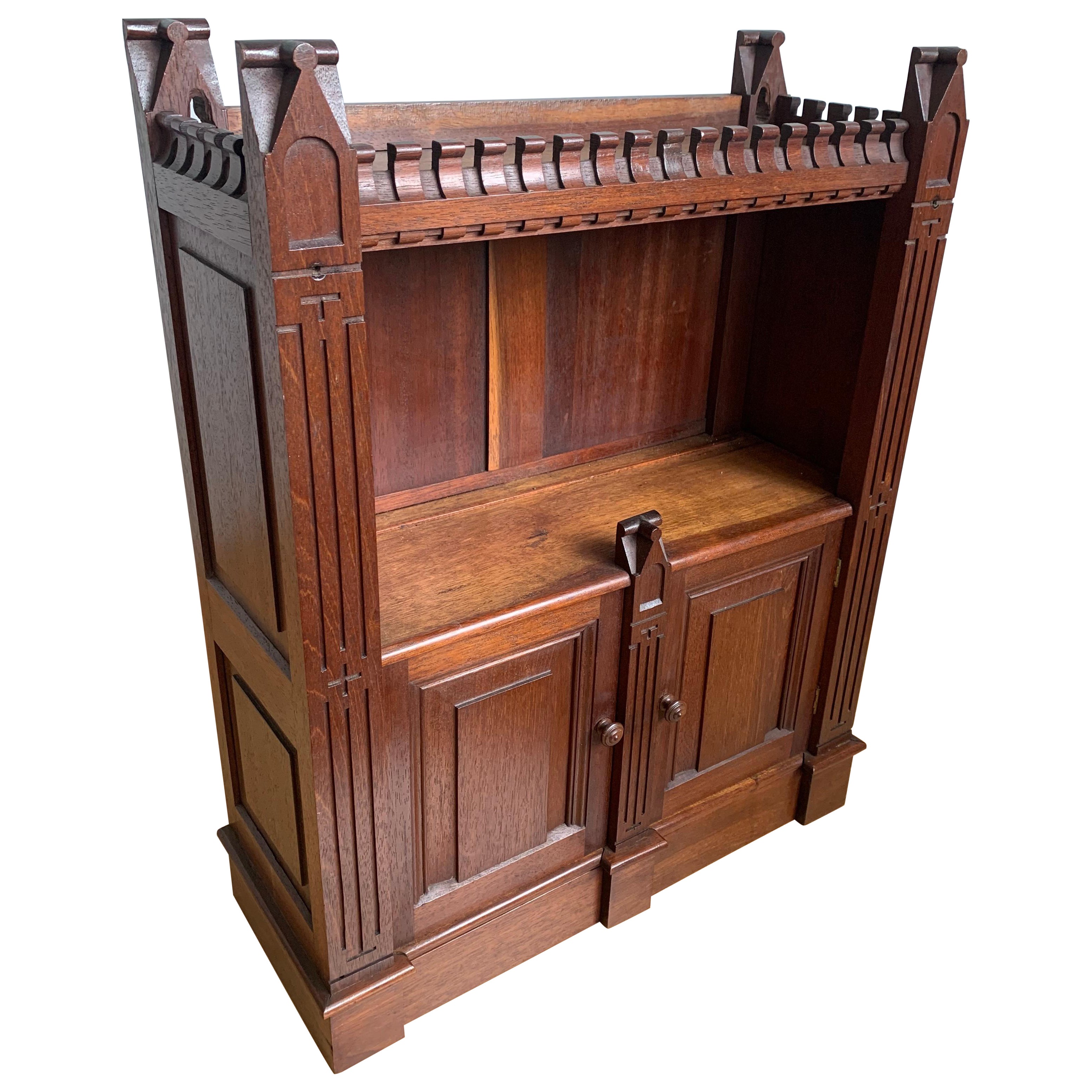 Top Quality Arts & Crafts Gothic Revival Handcrafted Hardwood Wall Cabinet