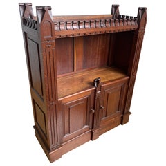 Top Quality Arts & Crafts Gothic Revival Handcrafted Hardwood Wall Cabinet